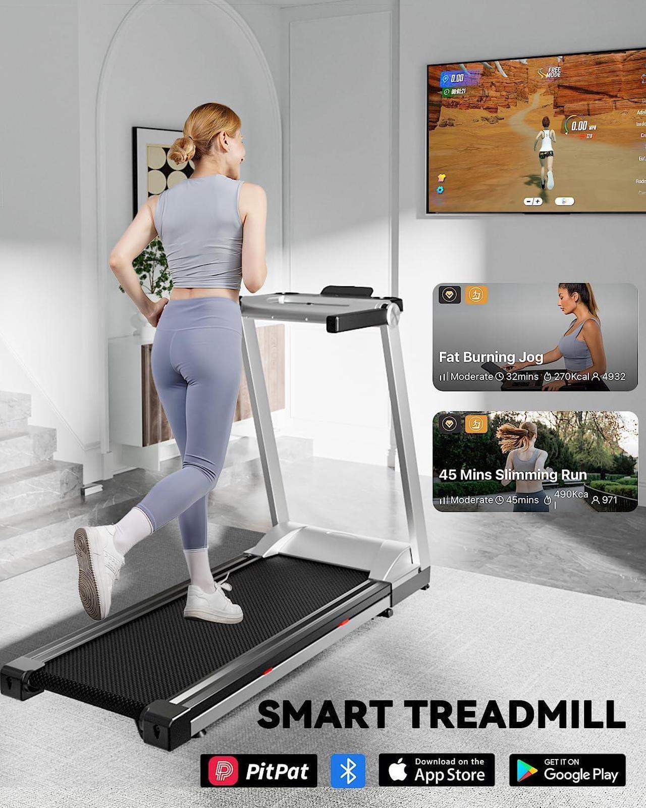 Alt view image 2 of 7 - DeerRun Folding Treadmill with Incline, 3.5HP Foldable Treadmills with 350 LBS Weight Capacity for Home, Compact Portable Treadmill for Small Space Walking Jogging Running