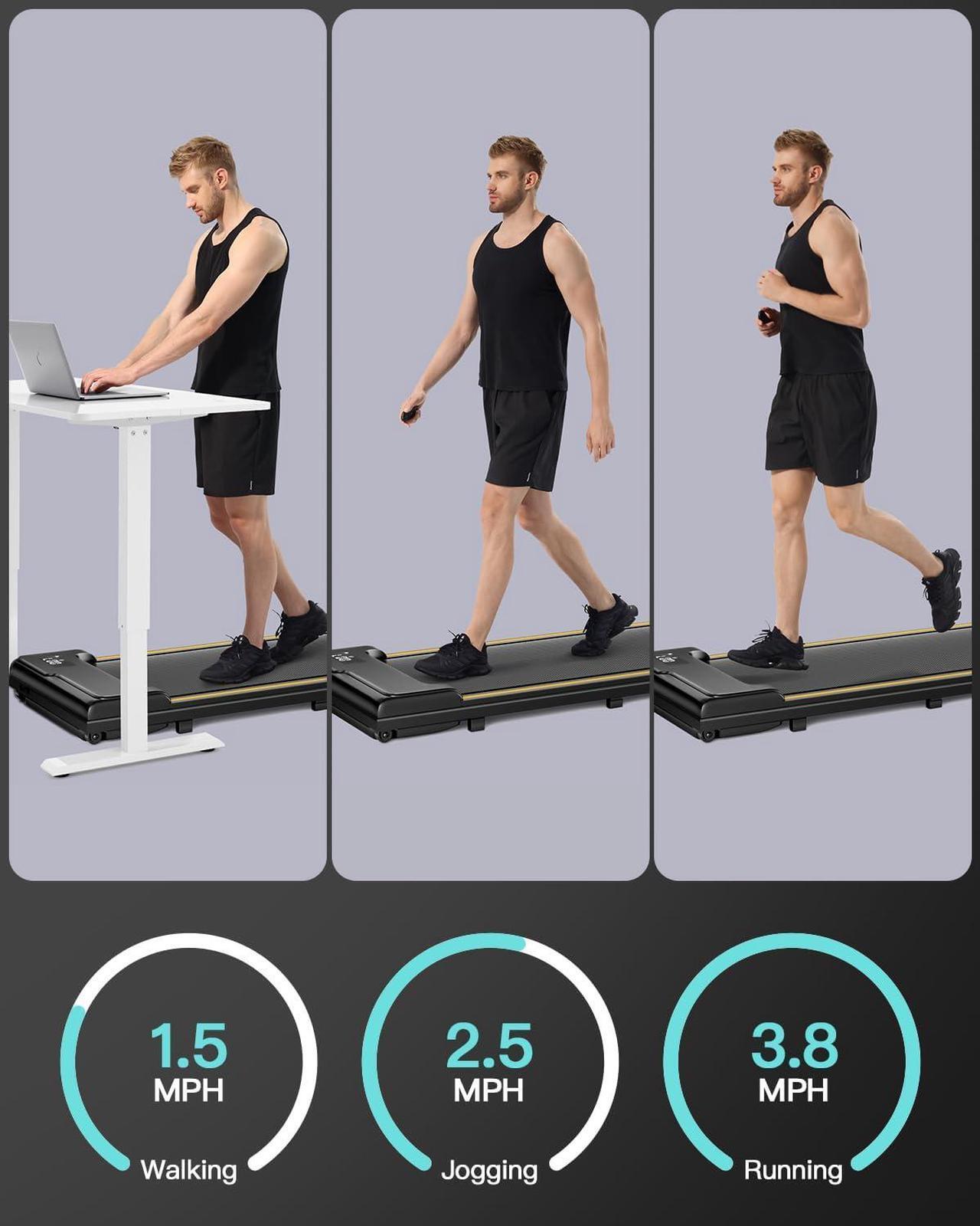 Alt view image 3 of 7 - UMAY Under Desk Treadmill, Waling Pad Treadmills for Home, Lightweight Portable Treadmills for Walking Jogging Running with Remote Control