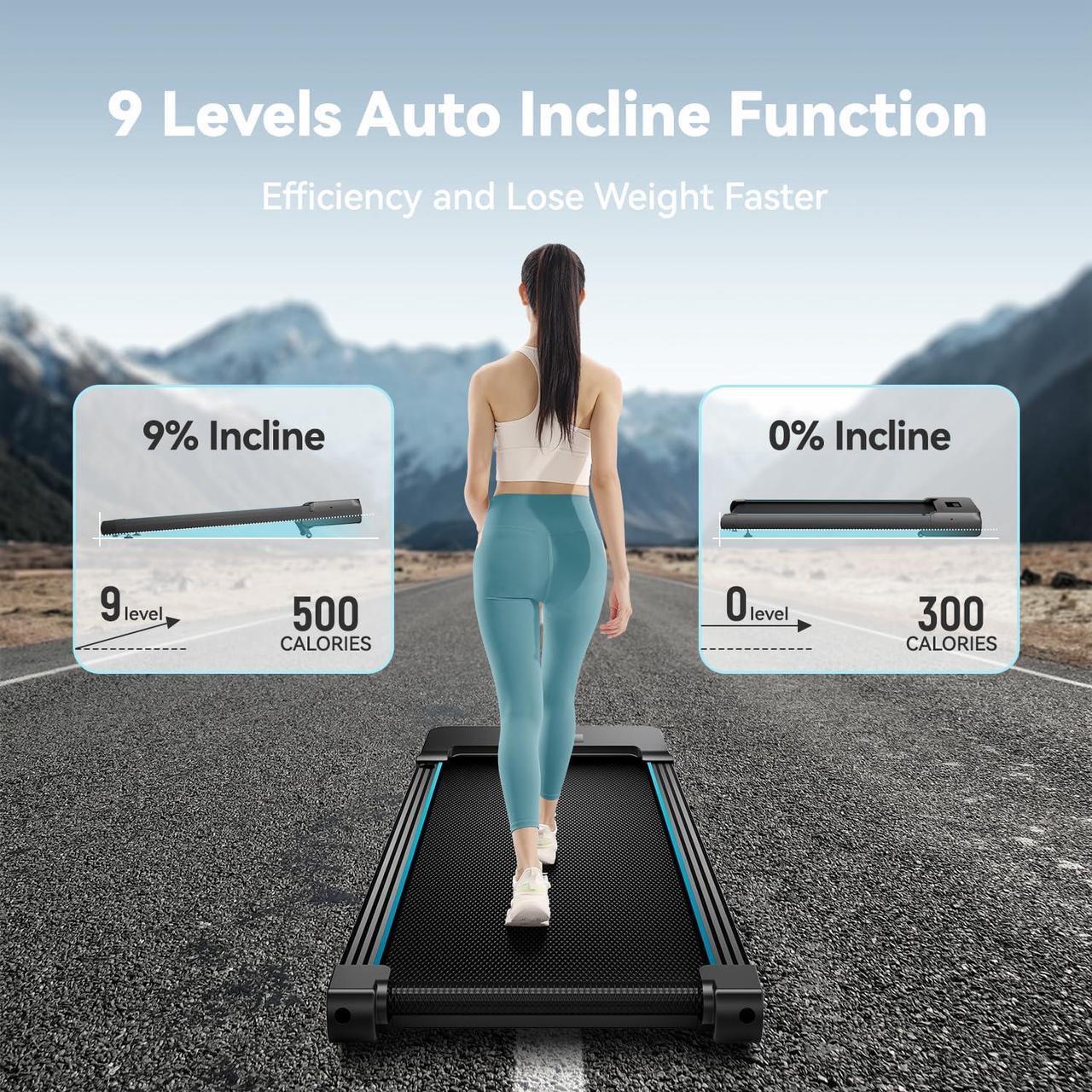 Alt view image 2 of 6 - Walking Pad with Auto Incline, Under Desk Folding Treadmill with Remote Control and LED Display for Home Office, 2.5HP Portable Walking Jogging Running Machine, 265 LB Capacity