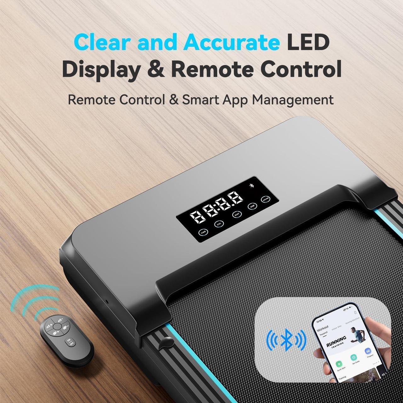Alt view image 6 of 6 - Walking Pad with Auto Incline, Under Desk Folding Treadmill with Remote Control and LED Display for Home Office, 2.5HP Portable Walking Jogging Running Machine, 265 LB Capacity
