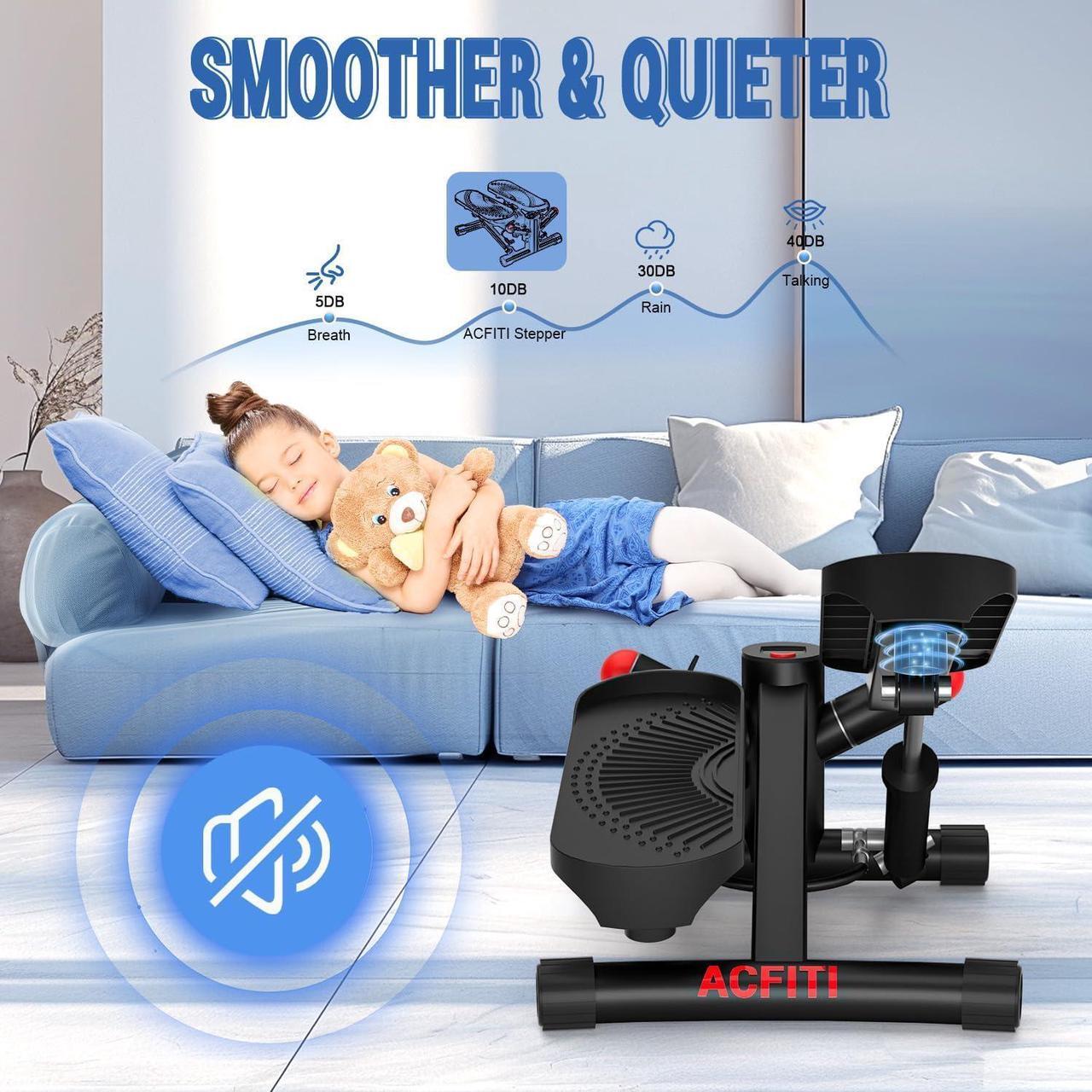 Alt view image 4 of 7 - Steppers for Exercise at Home, Stair Stepper with Resistance Bands, Upgraded Air-Powered Mini Stepper with 350lbs Loading Capacity,Twist Stepper Portable Exercise Equipment for Full Body Workout