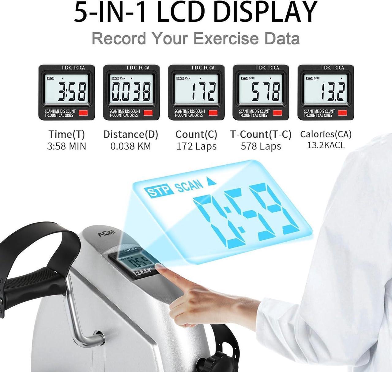 Alt view image 3 of 7 - Mini Exercise Bike, AGM Under Desk Bike Pedal Exerciser Foot Cycle Arm & Leg Pedal Exerciser with LCD Screen Displays