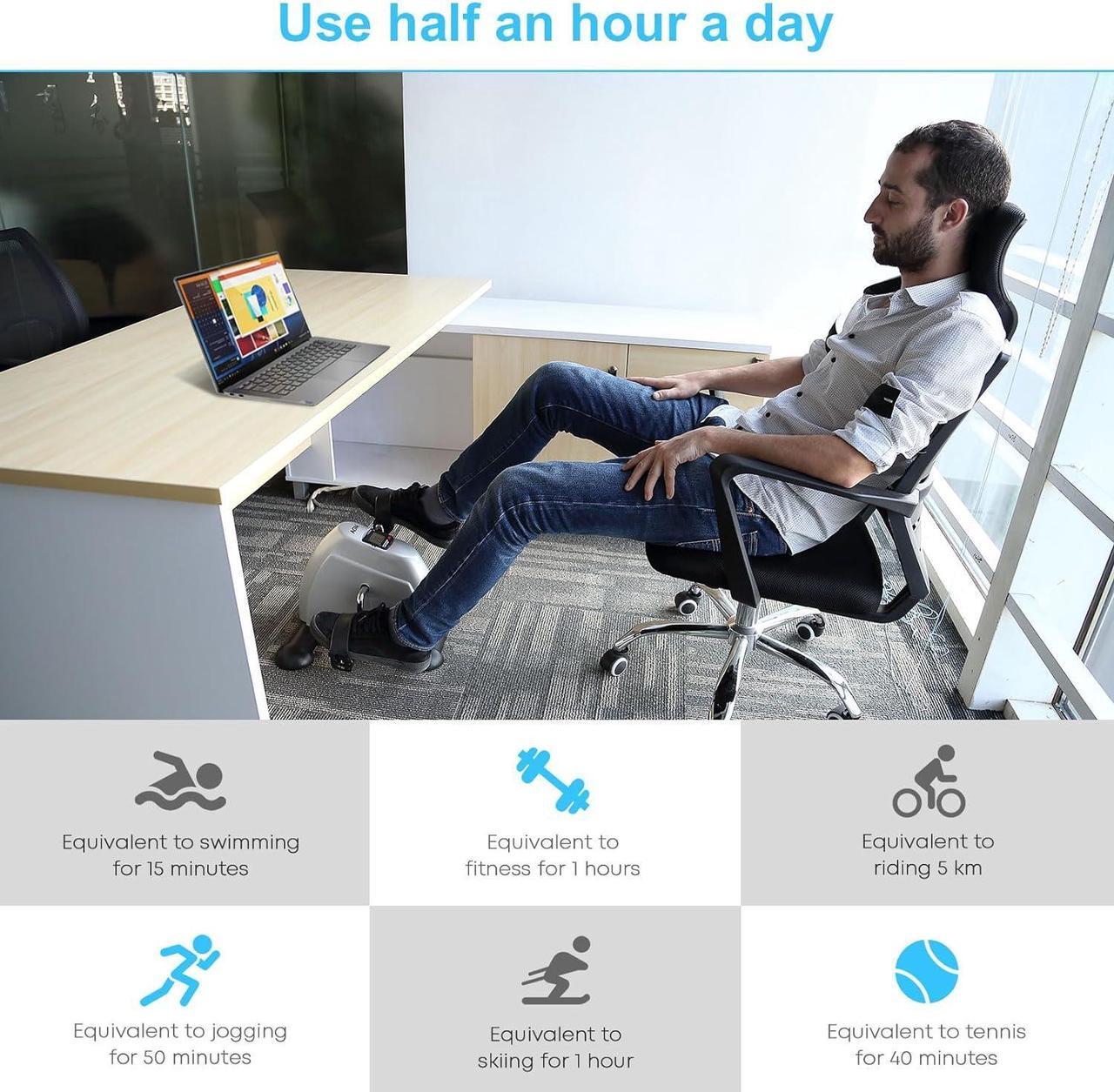 Alt view image 6 of 7 - Mini Exercise Bike, AGM Under Desk Bike Pedal Exerciser Foot Cycle Arm & Leg Pedal Exerciser with LCD Screen Displays