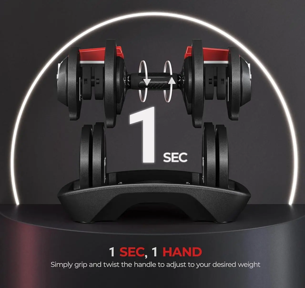Alt view image 3 of 7 - Yaheetech Adjustable Dumbbell Set 40LB/52.5LB/90LB Adjustable Dumbbells Fast Adjust Dumbbell Weight Set with Anti-Slip Handle and Tray for Men/Women Home Gym Strength Training Equipment Single/Pair