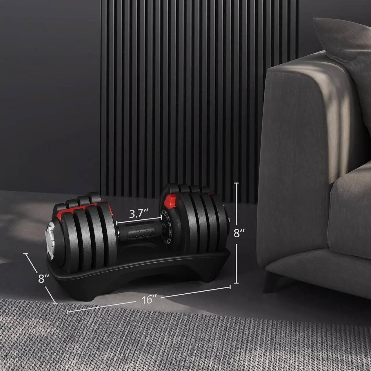 Alt view image 5 of 7 - Yaheetech Adjustable Dumbbell Set 40LB/52.5LB/90LB Adjustable Dumbbells Fast Adjust Dumbbell Weight Set with Anti-Slip Handle and Tray for Men/Women Home Gym Strength Training Equipment Single/Pair