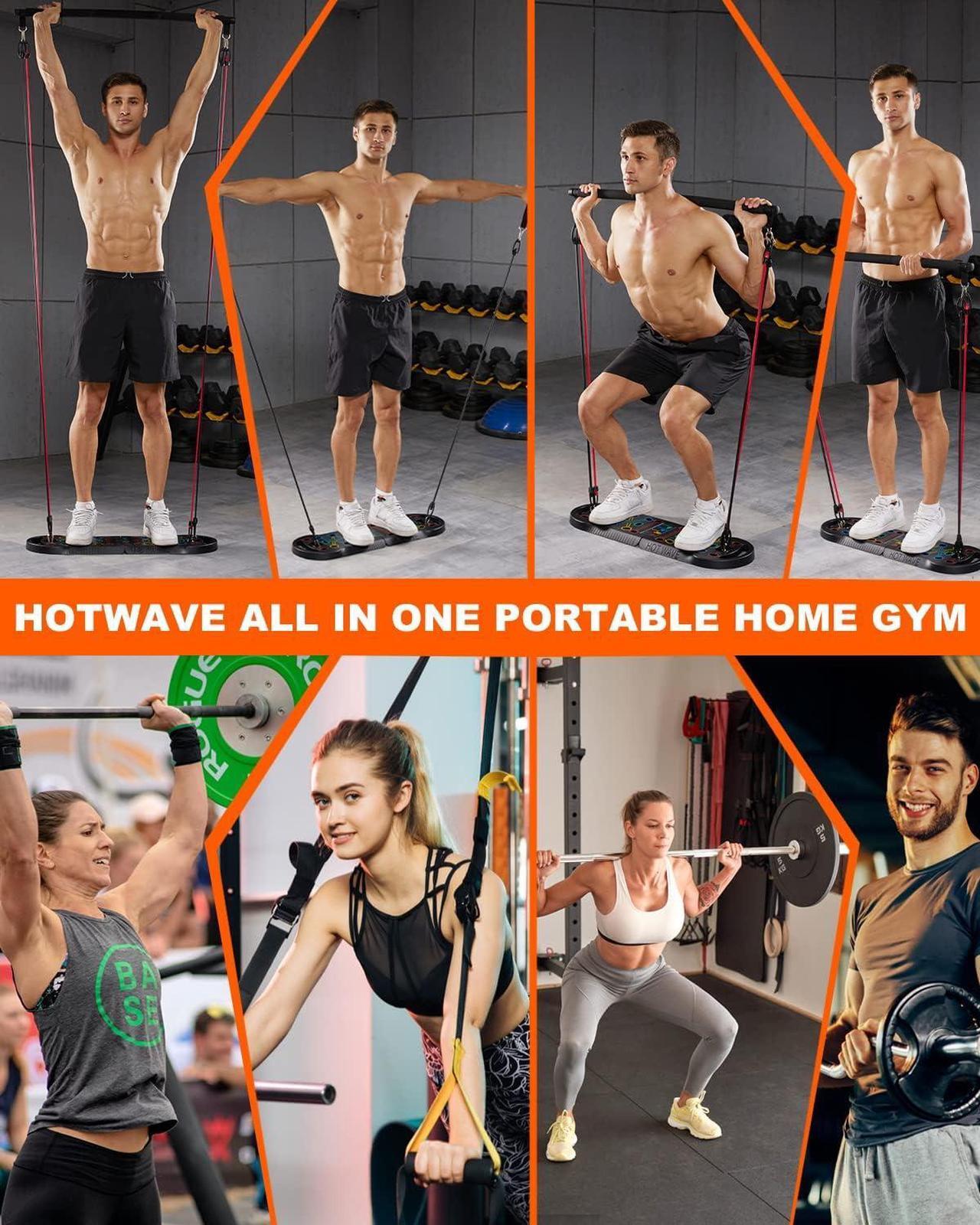 Alt view image 3 of 6 - HOTWAVE Portable Exercise Equipment with 16 Gym Accessories.20 in 1 Push Up Board Fitness,Resistance Bands with Ab Roller Wheel,Home Workout for Men