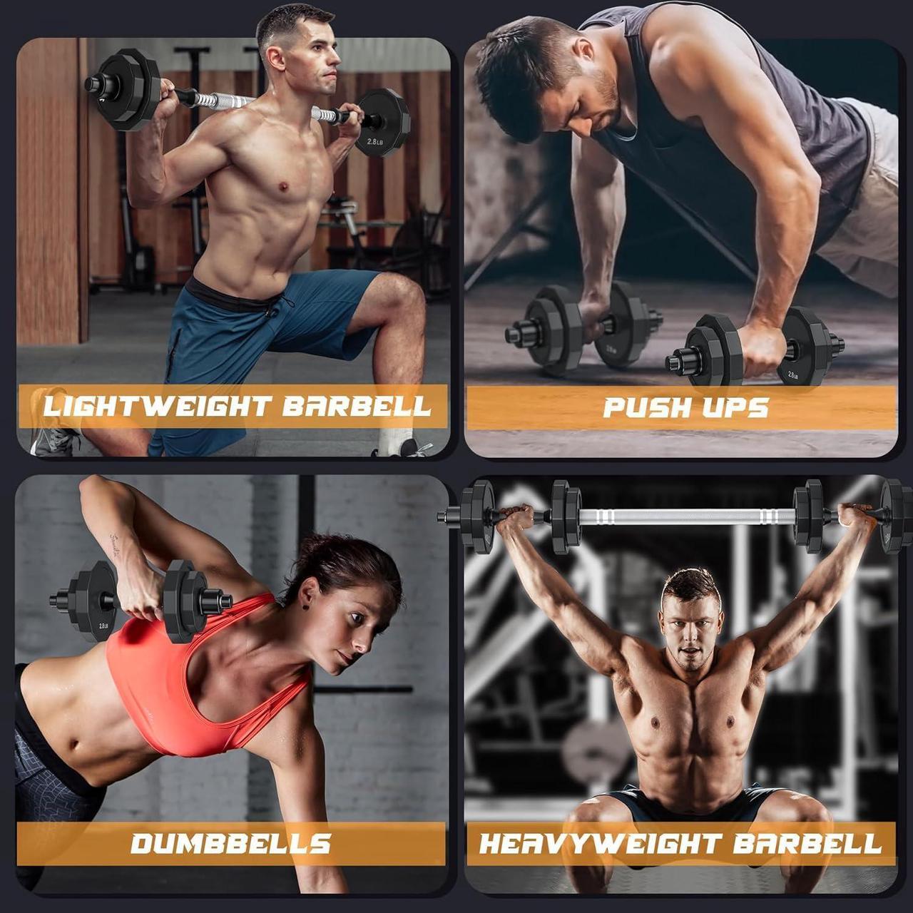 Alt view image 5 of 7 - Weights Dumbbells Set, Adjustable Dumbbell Sets 22Lbs 44Lbs 66Lbs 88Lbs with Solid Steel, Barbell Free Weight Set with Connector Workout Home Gym Equipment for Men Women Strength Training Shaping