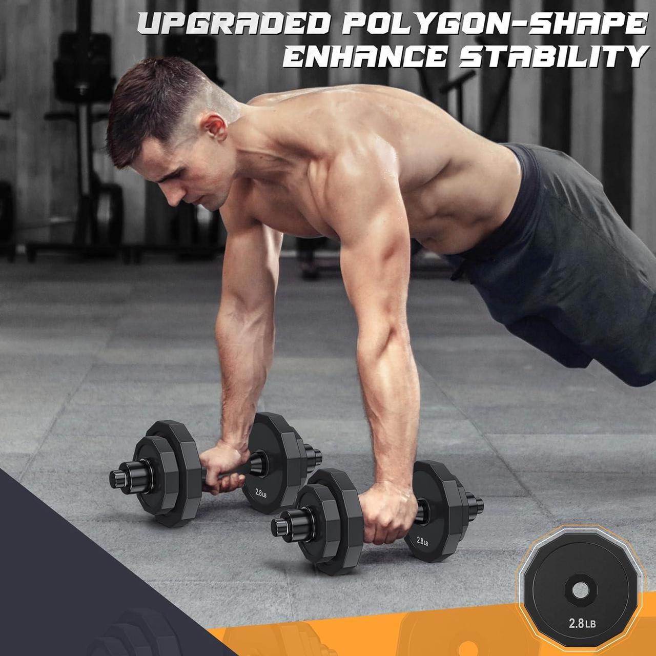 Alt view image 7 of 7 - Weights Dumbbells Set, Adjustable Dumbbell Sets 22Lbs 44Lbs 66Lbs 88Lbs with Solid Steel, Barbell Free Weight Set with Connector Workout Home Gym Equipment for Men Women Strength Training Shaping