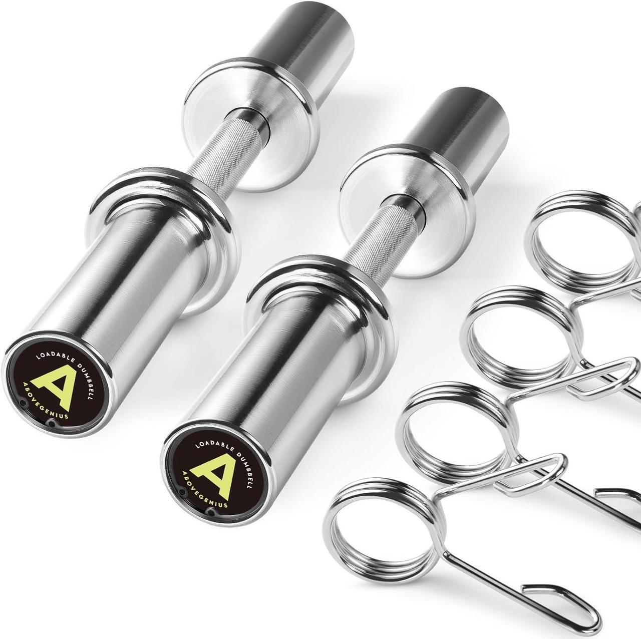 Main image of Pair of 16" Olympic Dumbbell Handles Loadable Dumbbell Bars for 2-inch Olympic Weight Plates Ideal for Home Gym Strength Training, 2 Pair of Spring Collars Included