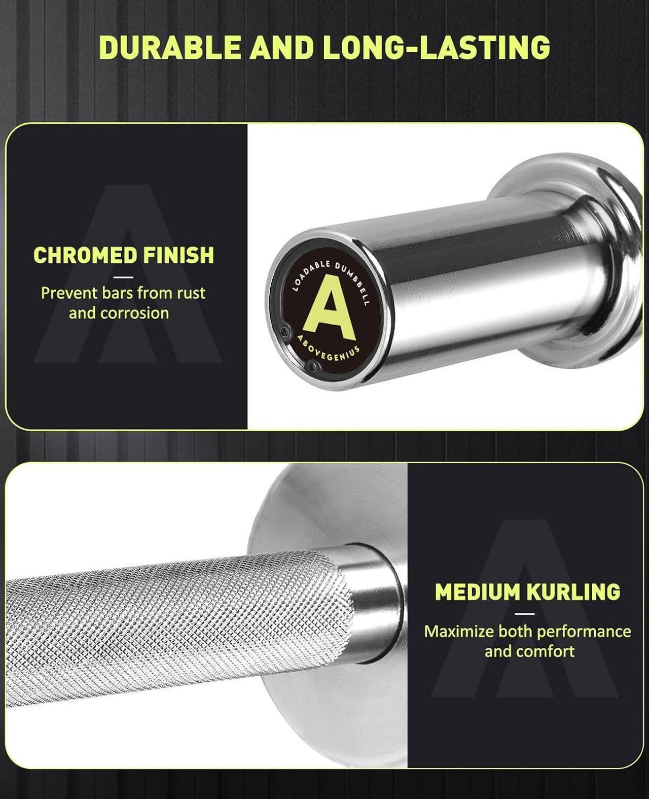 Alt view image 4 of 7 - Pair of 16" Olympic Dumbbell Handles Loadable Dumbbell Bars for 2-inch Olympic Weight Plates Ideal for Home Gym Strength Training, 2 Pair of Spring Collars Included