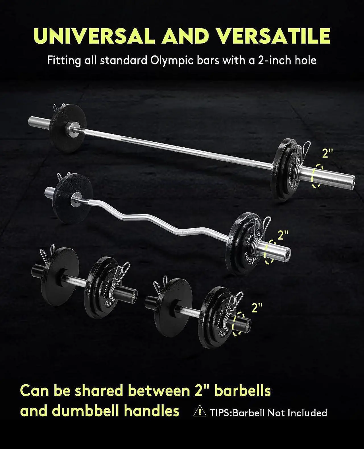 Alt view image 5 of 7 - Cast Iron 2-Inch Olympic Weight Plates Set for Strength Training, Weightlifting and Crossfit in Home & Gym, Barbell Free Weight Plate Set