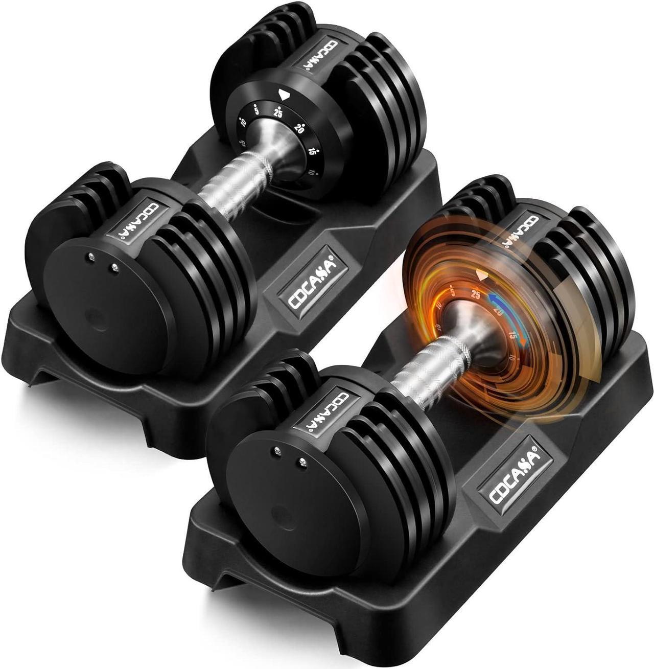 Main image of Adjustable Dumbbell Set, 25lb/55lb Free Weight Set Pair Fast Adjust Dumbbell Weight for Exercises,Dumbbells for Men and Women Home Gym Workout Equipment