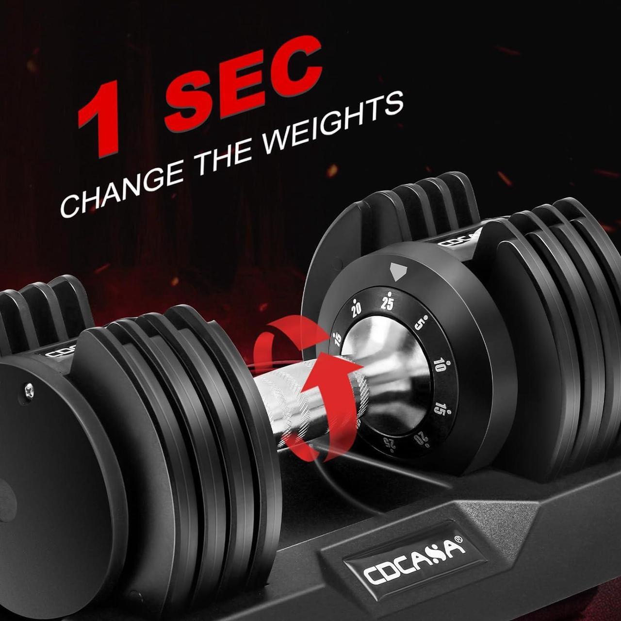 Alt view image 3 of 7 - Adjustable Dumbbell Set, 25lb/55lb Free Weight Set Pair Fast Adjust Dumbbell Weight for Exercises,Dumbbells for Men and Women Home Gym Workout Equipment