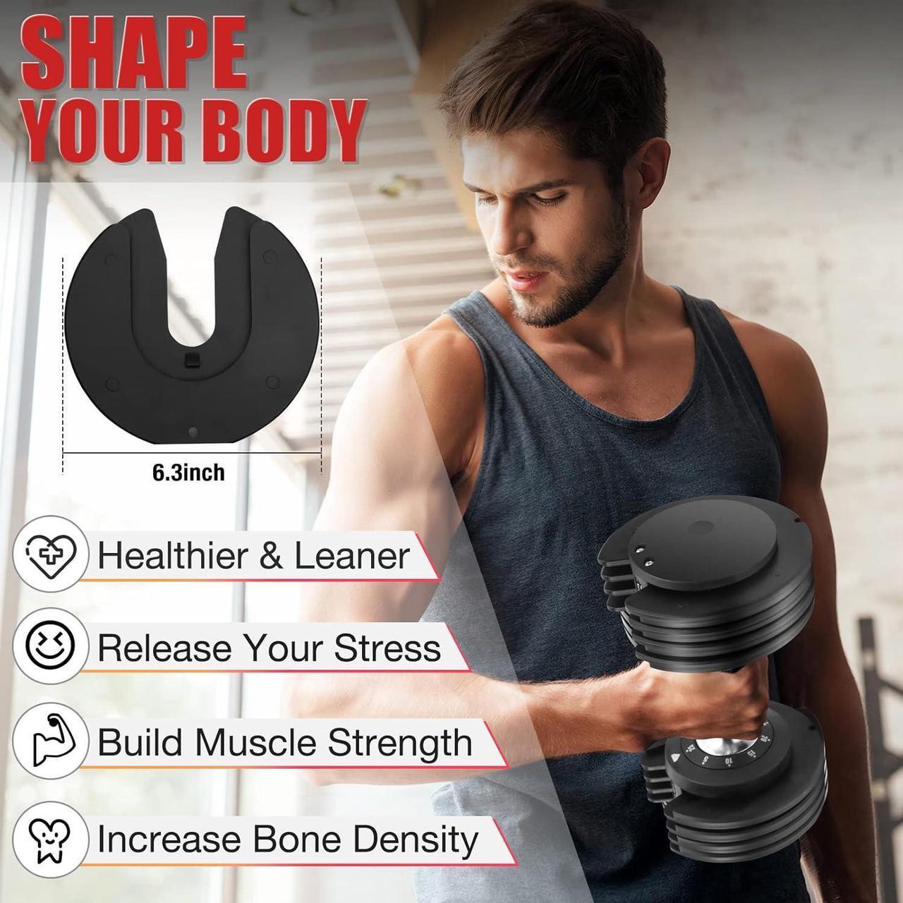 Alt view image 5 of 7 - Adjustable Dumbbell Set, 25lb/55lb Free Weight Set Pair Fast Adjust Dumbbell Weight for Exercises,Dumbbells for Men and Women Home Gym Workout Equipment