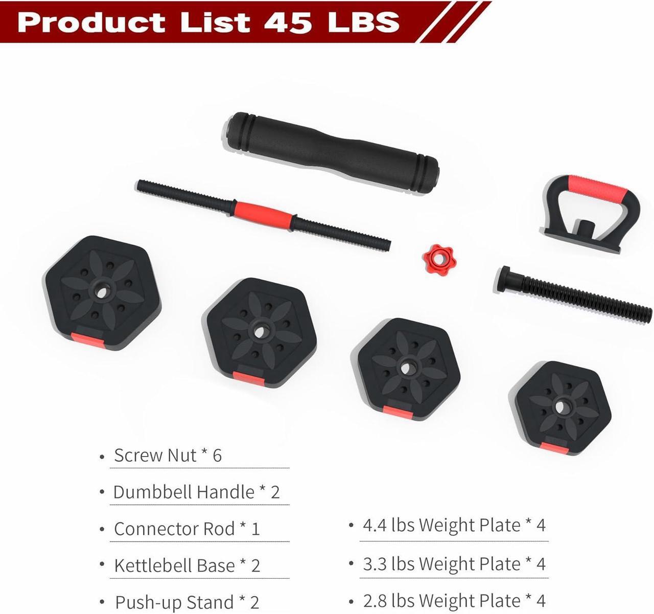 Alt view image 2 of 7 - VIVITORY Dumbbell Sets Adjustable Weights, Free Weights Dumbbells Set with Connector, Non-Rolling Adjustable Dumbbell Set, Barbell Weights Set for Home Gym, Hexagon, Cement Mixture