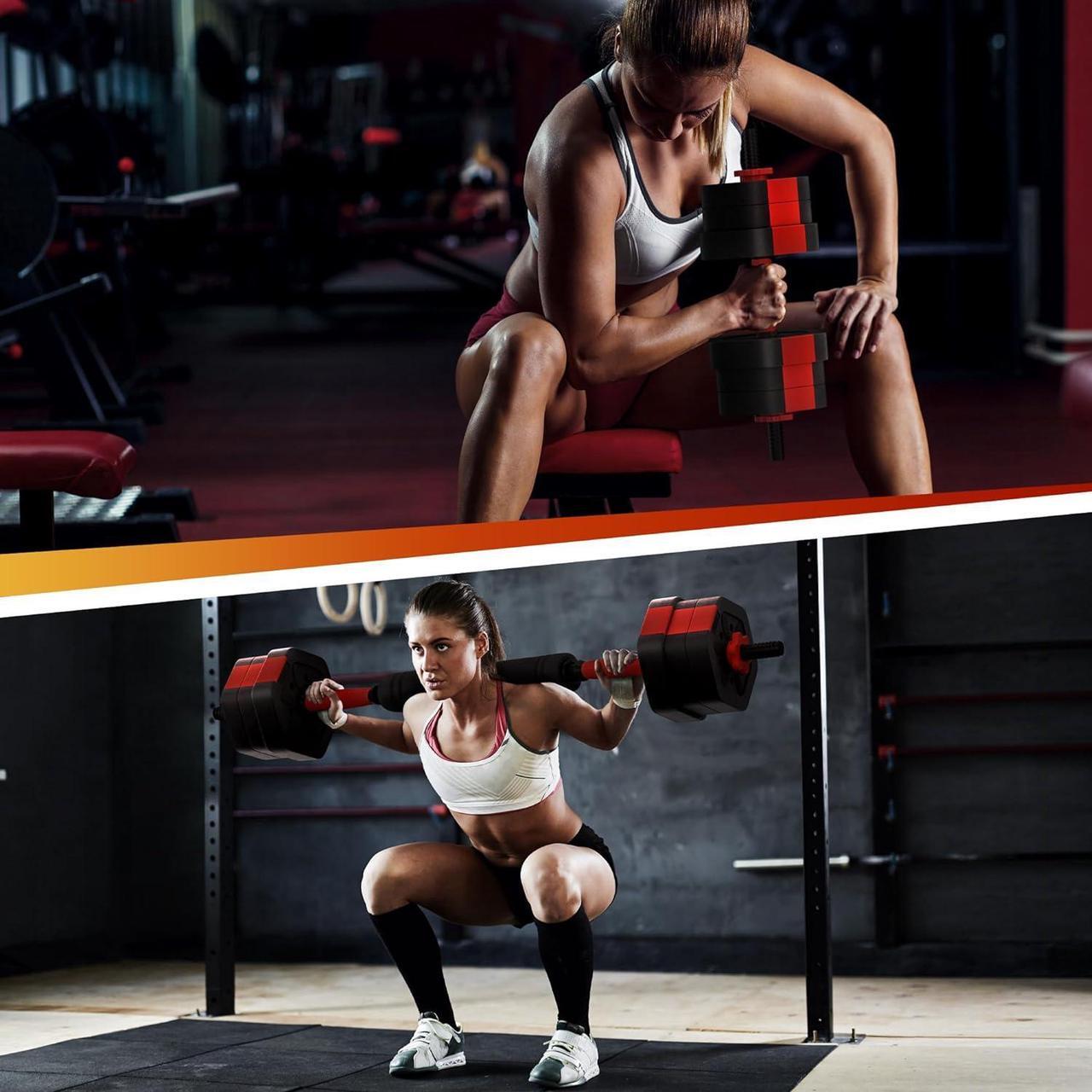 Alt view image 5 of 7 - VIVITORY Dumbbell Sets Adjustable Weights, Free Weights Dumbbells Set with Connector, Non-Rolling Adjustable Dumbbell Set, Barbell Weights Set for Home Gym, Hexagon, Cement Mixture