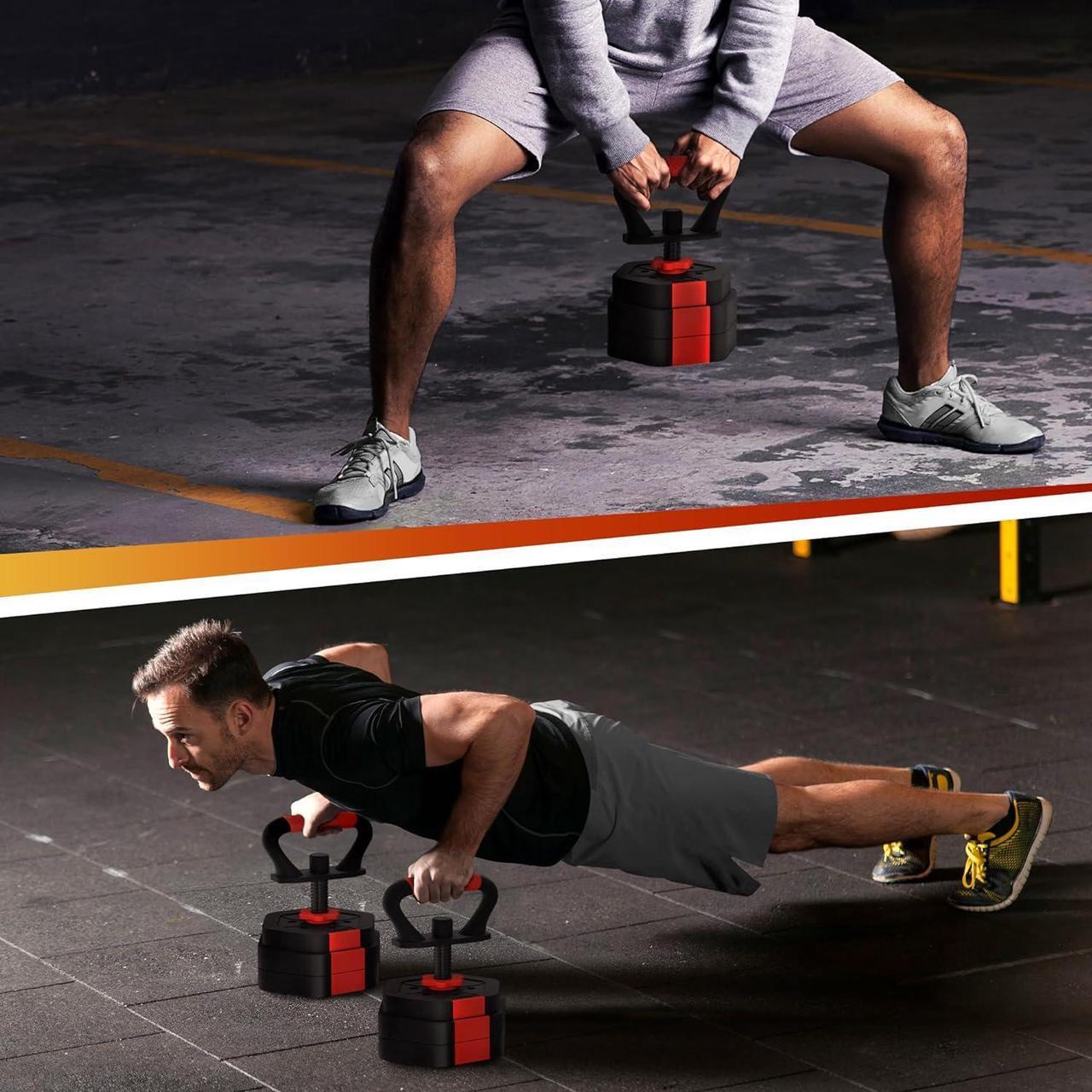 Alt view image 6 of 7 - VIVITORY Dumbbell Sets Adjustable Weights, Free Weights Dumbbells Set with Connector, Non-Rolling Adjustable Dumbbell Set, Barbell Weights Set for Home Gym, Hexagon, Cement Mixture