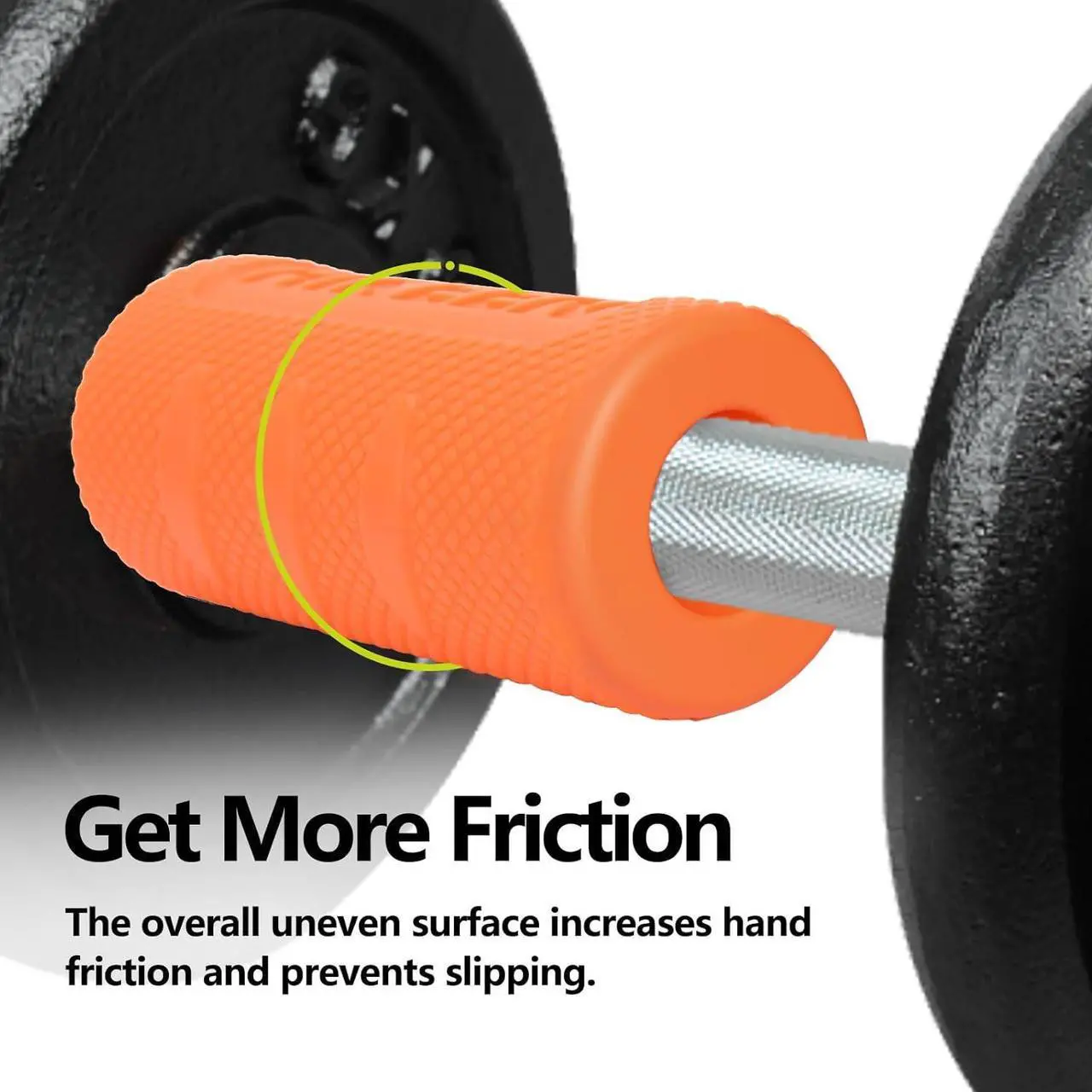 Alt view image 3 of 7 - Thick Bar Dumbbell Grips,Non Slip Hard Rubber Barbell Grips,Grips for Weight Lifting, Muscle Building-2" Outer Diameter
