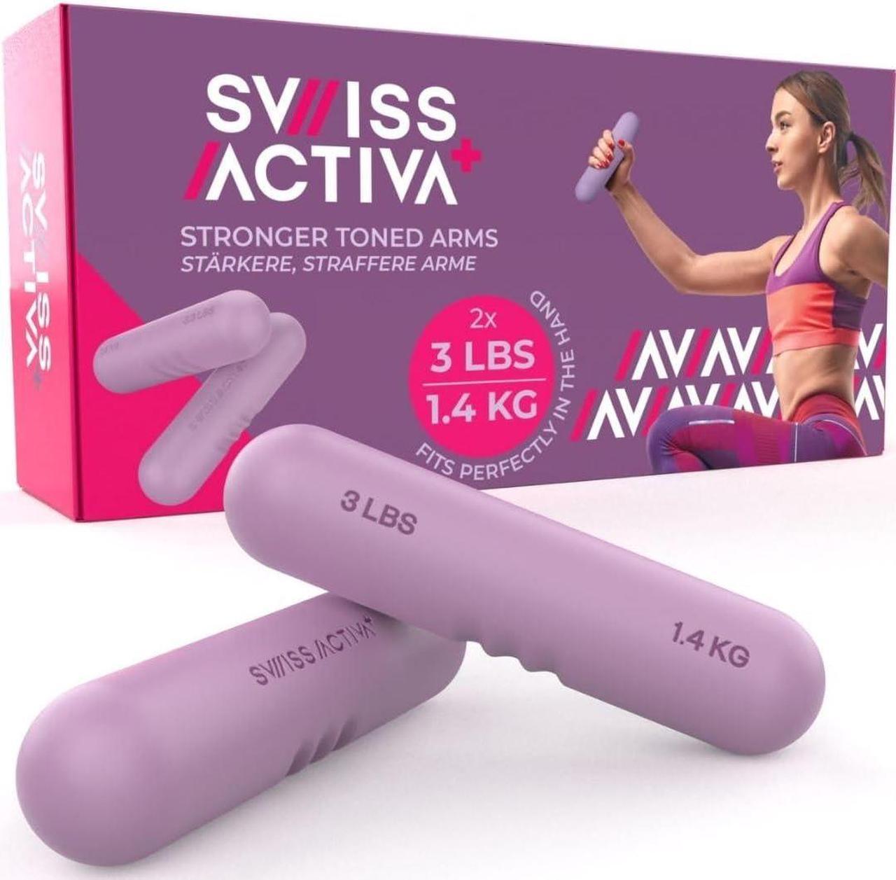 Main image of Swiss Activa+ Premium 3 lb Weights for Women Set of 2 - Durable Silicone and Pure Iron Dumbbells for Women at Home -Hand Weights Set for Women - Pilates Weights - Ideal Hand Weights for Walking