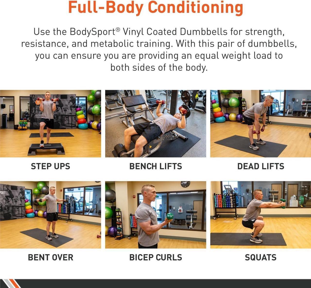 Alt view image 4 of 7 - Body Sport Vinyl Dumbbell Hand Weight  Dumbbells for Exercises  Strength Training Equipment  Neoprene Dumbbells  Home Gym Accessories  Weight Training  Pair
