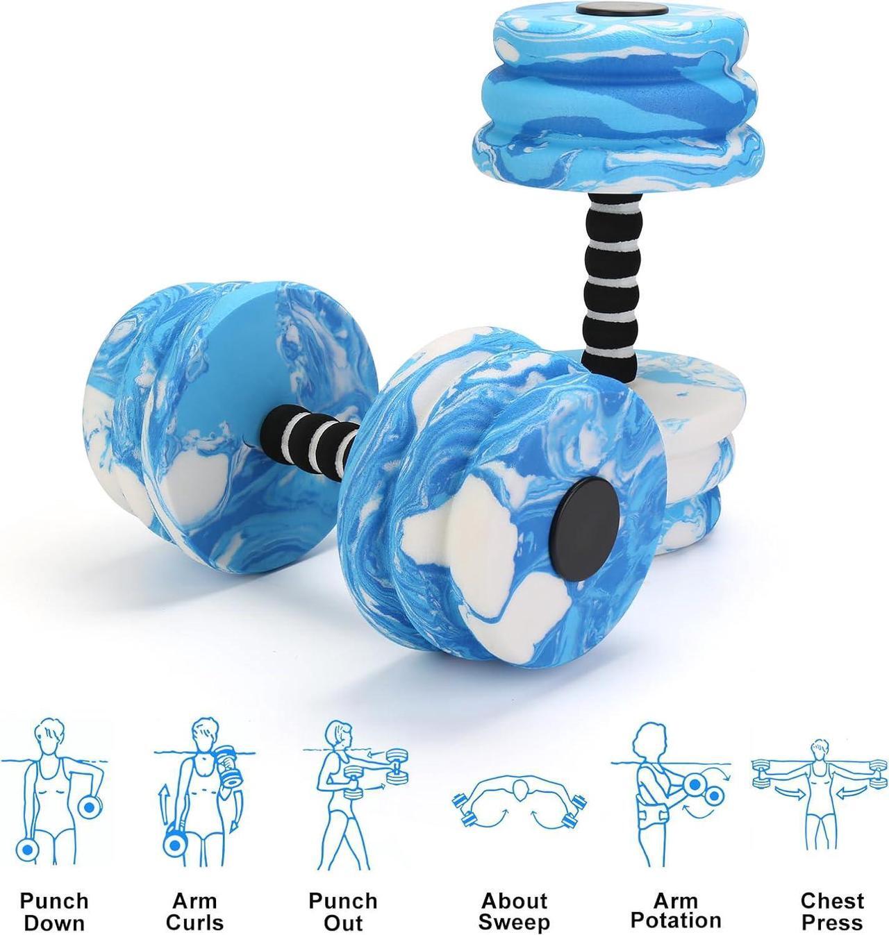 Alt view image 4 of 7 - Aquatic Dumbbells, 2PCS Water Weights for Pool Exercise, High-Density EVA-Foam Pool Weights for Water Exercise, Weight LossWater Workout Equipment for Adult