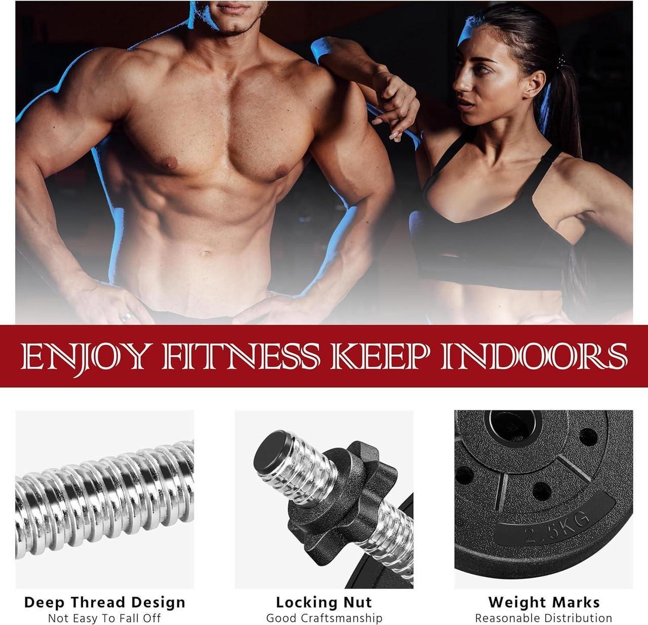 Alt view image 3 of 7 - Topeakmart 44lb/66LB Adjustable Dumbbell Weight Set Strength Training Equipment for Women & Men in Home Gym Muscle Body Training