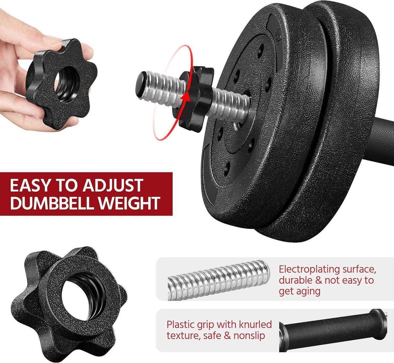 Alt view image 2 of 7 - Topeakmart 44lb/66LB Adjustable Dumbbell Weight Set Strength Training Equipment for Women & Men in Home Gym Muscle Body Training