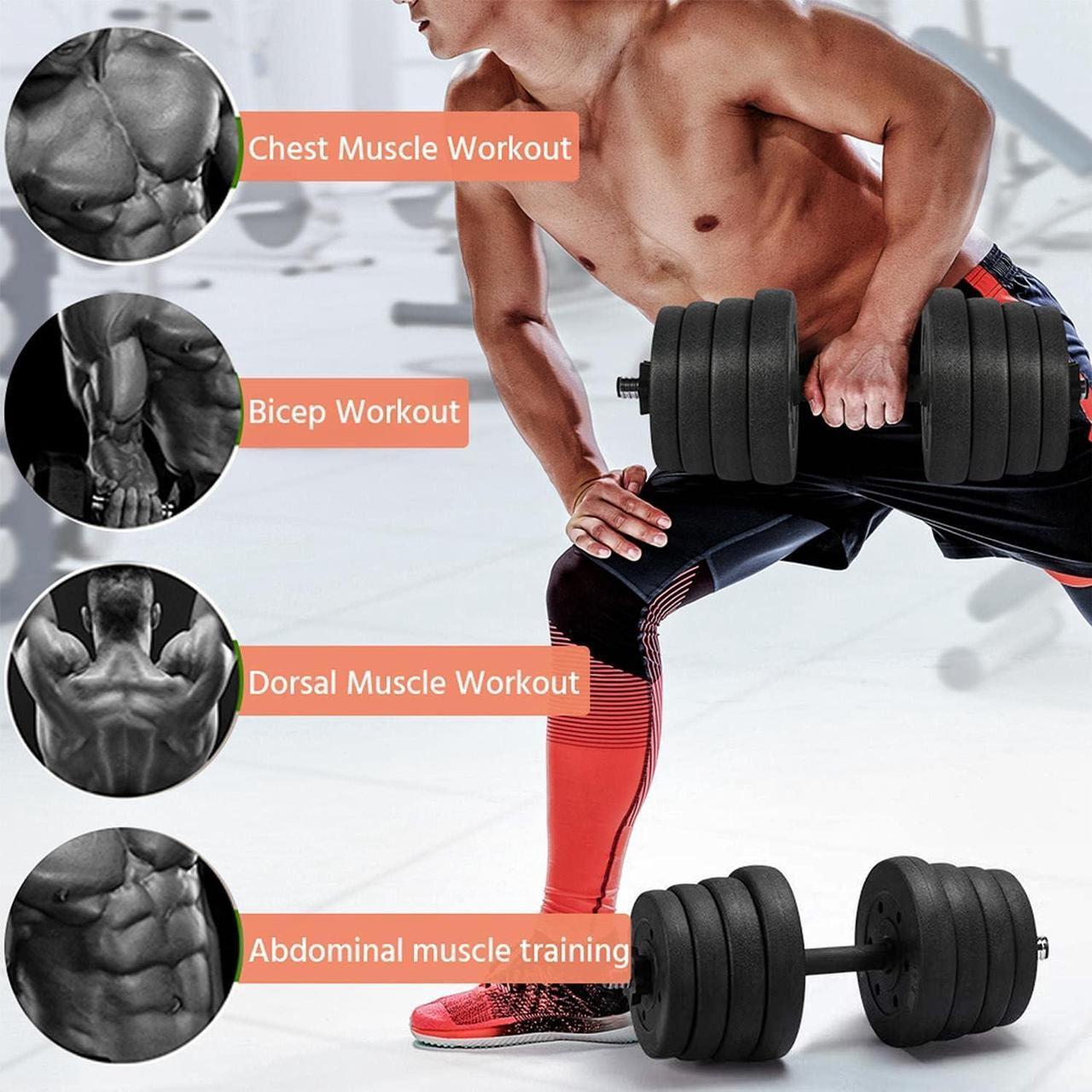 Alt view image 4 of 7 - Topeakmart 44lb/66LB Adjustable Dumbbell Weight Set Strength Training Equipment for Women & Men in Home Gym Muscle Body Training