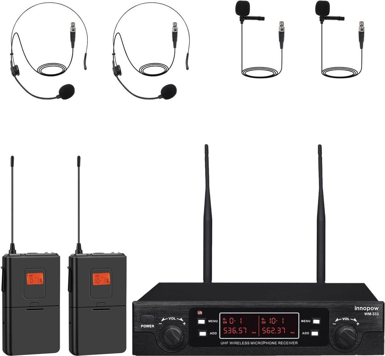 Main image of 200-Channel Wireless Lavalier Microphone, Dual UHF Bodypack Cordless Lavalier Mic System Set, Auto Scan, Long Range 200-240Ft, 16 Hours Use Ideal for Speaking, Classroom 2023 333B
