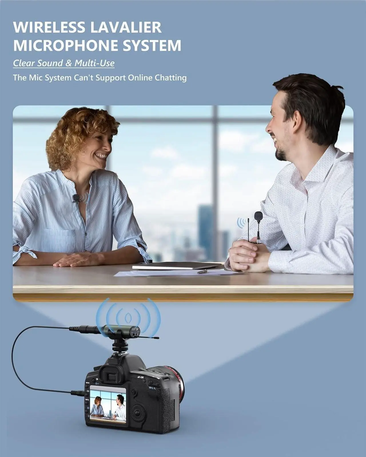 Alt view image 4 of 7 - Wireless Microphone System Dual Transmitters Receiver Lavalier/Headset Mic Set Rechargeable Bodypack for PA Speaker, Camera, Video Recording, Teaching, Church, Interview