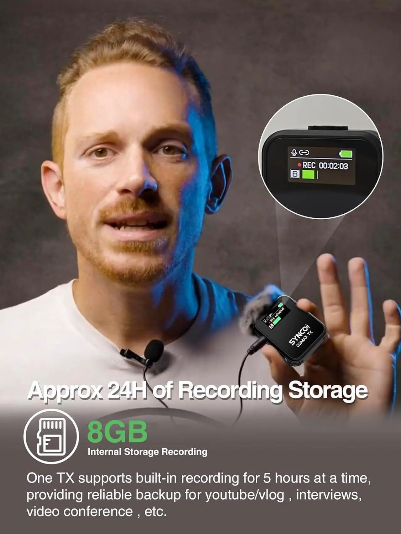 Alt view image 2 of 7 - Wireless Lavalier Microphone, G2(A2) Pro 2.4G Dual Lapel Mic 656FT 8H for On Line Class Vlog Live Stream YouTube for Camera Smartphone Tablet, Wireless-Lavalier-Microphone-Dual-Channel