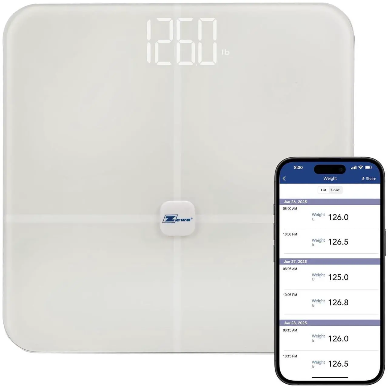 Main image of Zewa Digital Scale and Body Composition Analyzer with Bluetooth 4.0 / BLE