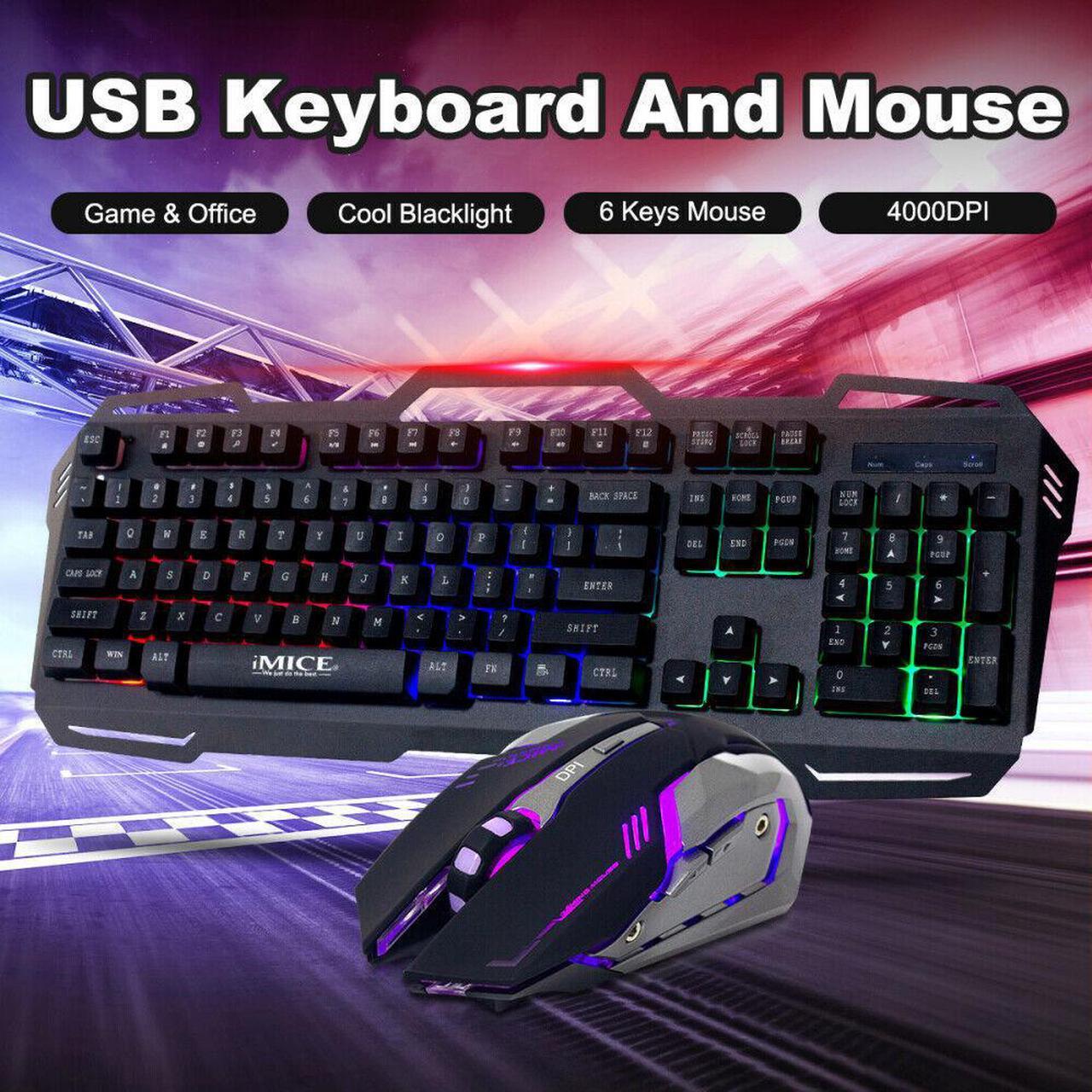 Alt view image 4 of 6 - For PC PS4 Xbox One Gaming Headset and Keyboard and Mouse Combo Backlight w/ Mic