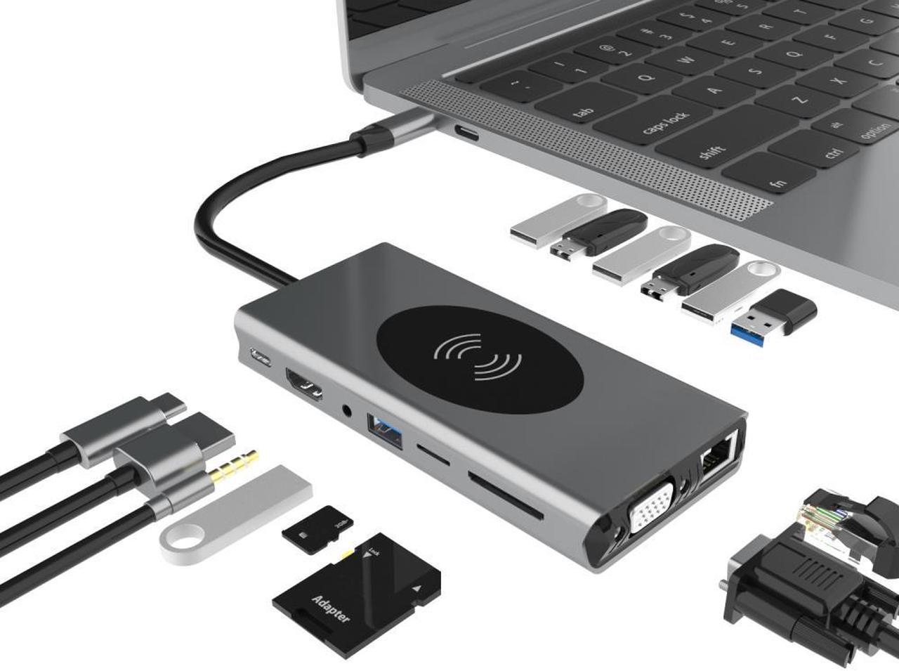 Usb c hub tipo c para multi usb 3.0 hub hdmi-compatível adaptador vga doca para macbook pro huawei companheiro 30 USB-C 3.1 divisor