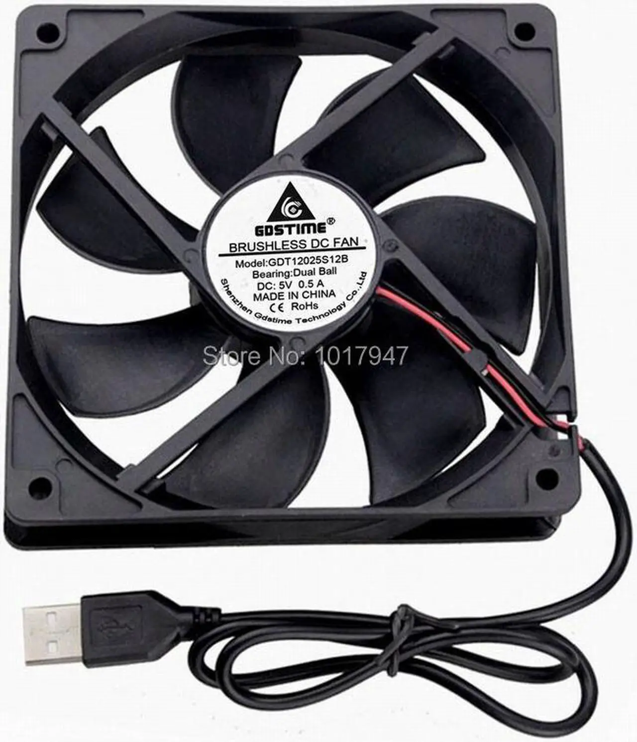 Alt view image 3 of 6 - 20 Pieces LOT Dual Ball Bearing 0.5A 5V USB 120mm x 120mm x 25mm 12cm DC Industrial Exhaust ooling Fan