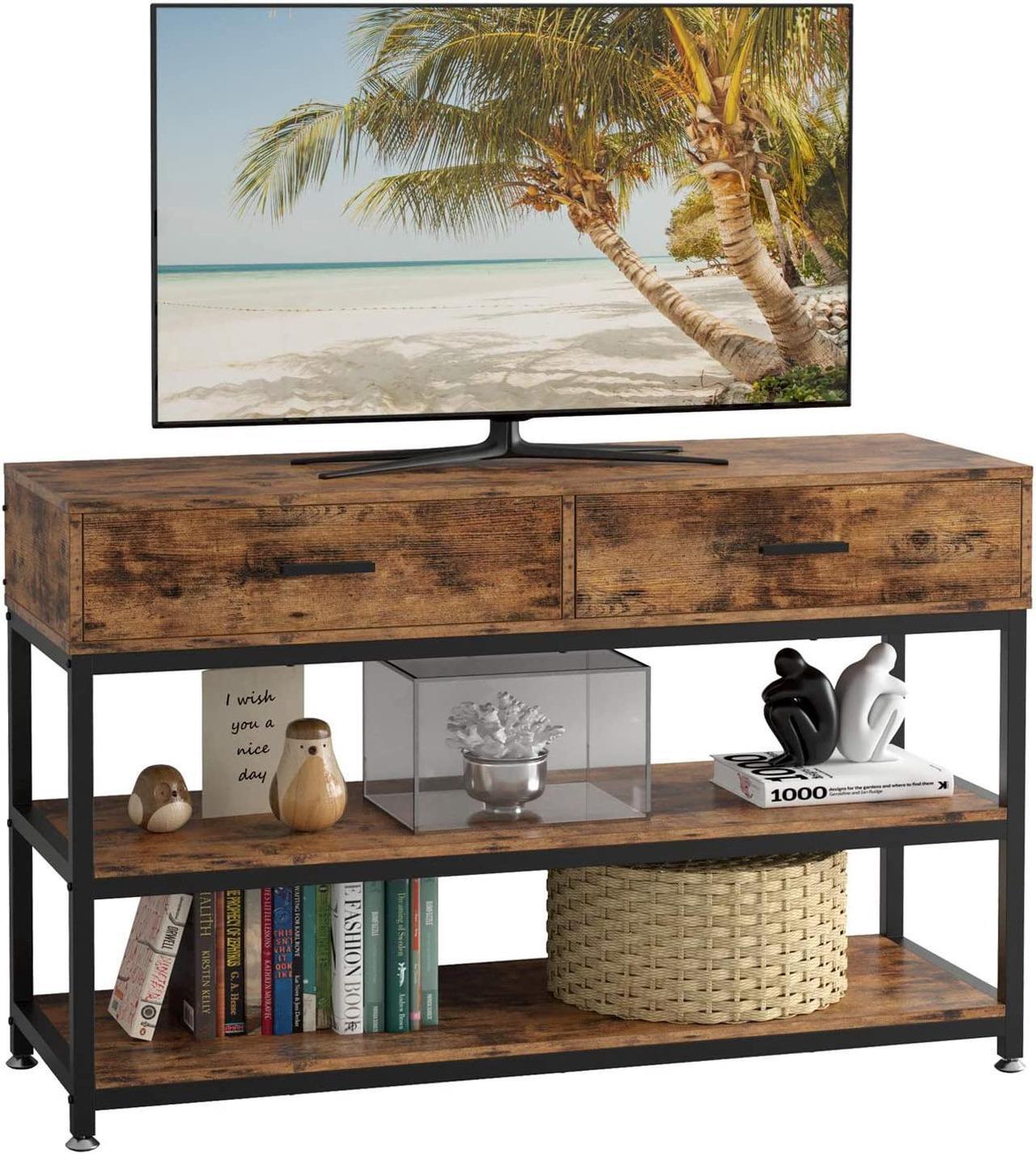 Main image of IRONCK TV Stand for 55 Inch TV with Drawers, Entertainment Center TV Stand Console Table for Living Room, 47 Inches Wood TV Console Storage Cabinet, Vintage Brown
