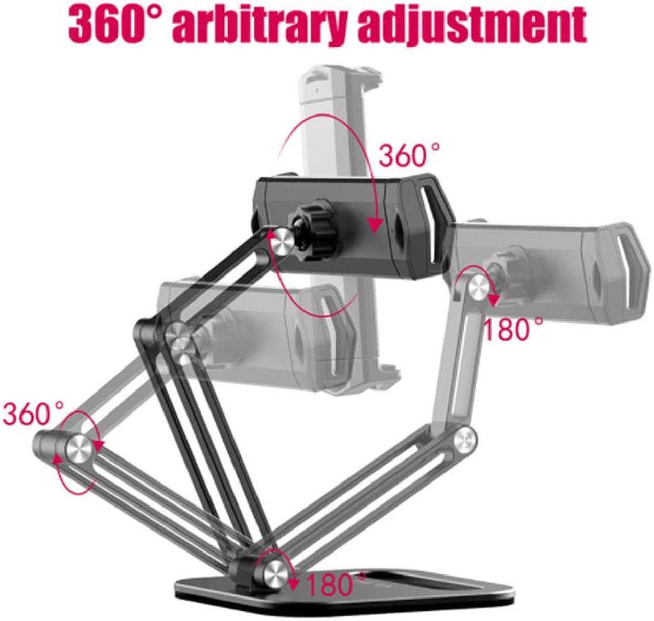 Alt view image 3 of 6 - ULANZI Tablet Stand Holder, VIJIM P001 Desktop Phone Mount Stand with 2 Adjustable Arm and 360° Rotates Tablet Holder Universal Foldable Multi Angle, Compatible with iPad iPhone Tablet