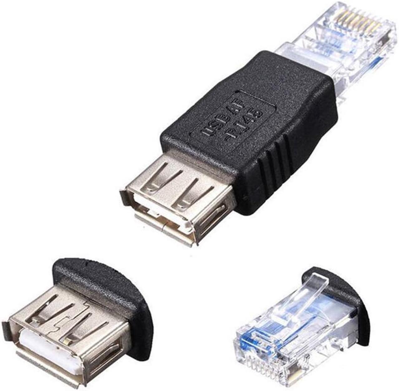 4 Pcs RJ45 Male to USB AF A Female Adapter Socket LAN Network Ethernet Router Plug