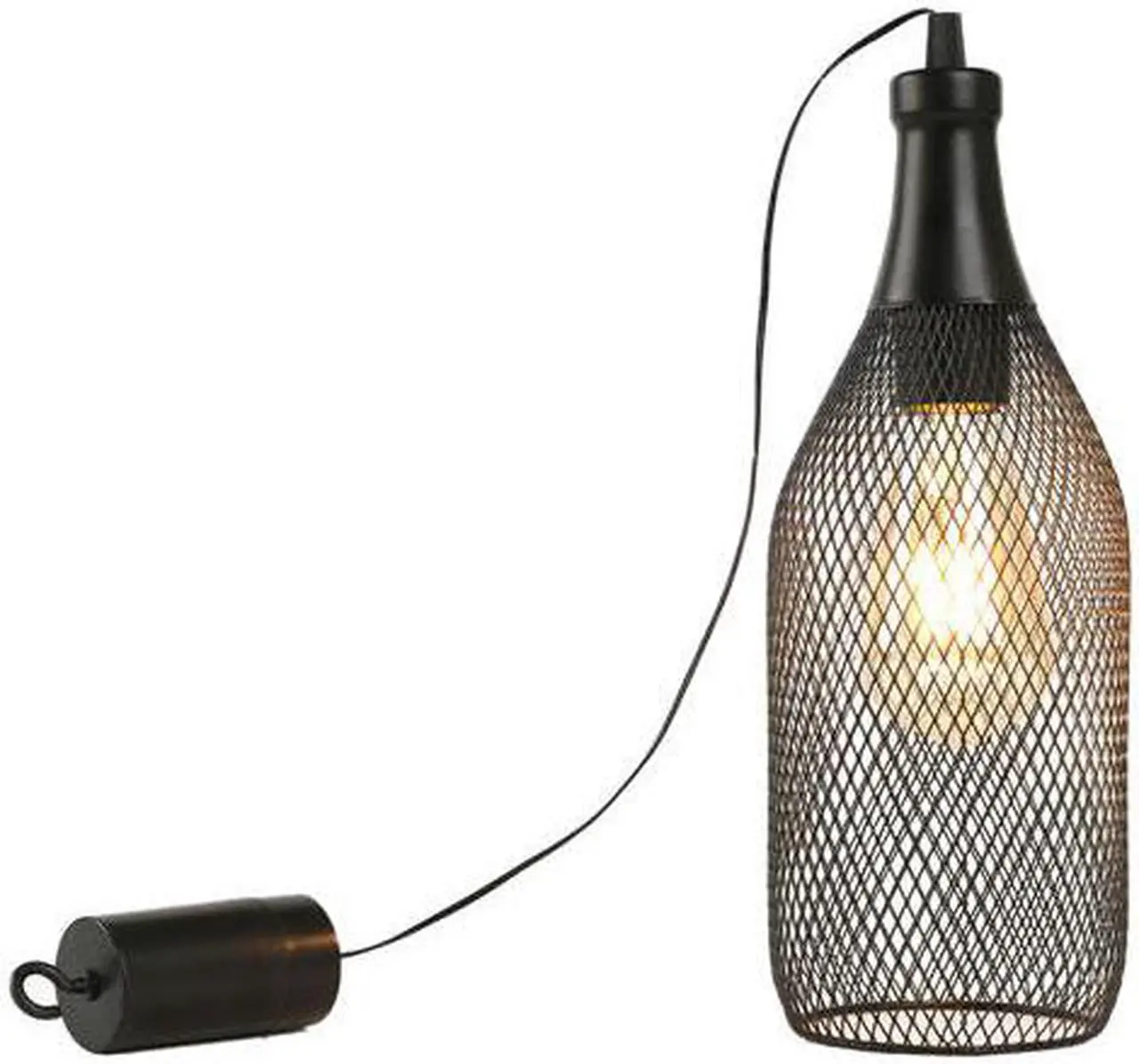 Alt view image 6 of 7 - JHY DESIGN Hanging Lamp Battery Powered Decorative Pendant Lamp Metal Cage Battery Lamp with 6 Hours Timer for Bar Bedroom Garden Bars Parties Patio Indoor Outdoor Living Room(Wine Bottle Shaped)