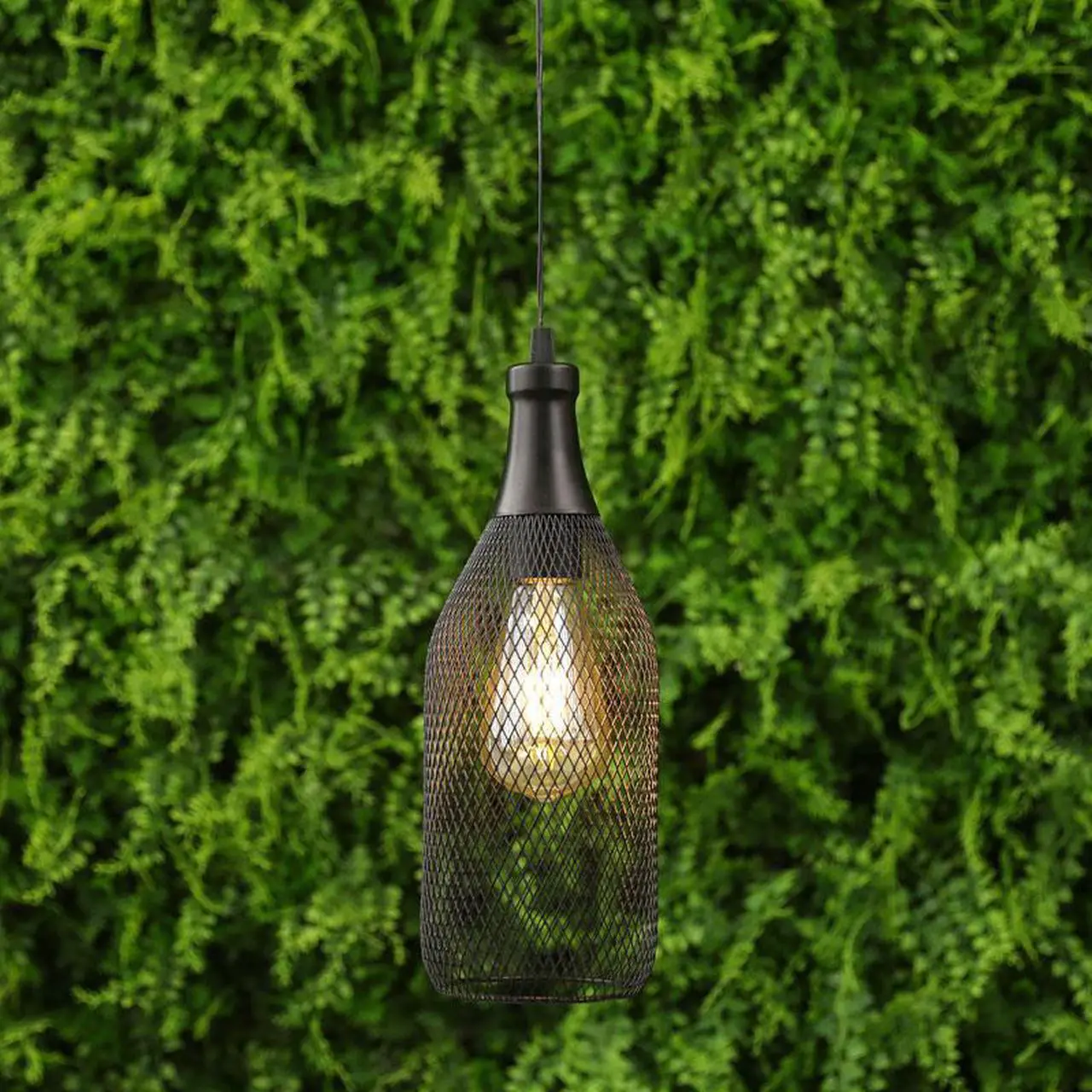 Alt view image 5 of 7 - JHY DESIGN Hanging Lamp Battery Powered Decorative Pendant Lamp Metal Cage Battery Lamp with 6 Hours Timer for Bar Bedroom Garden Bars Parties Patio Indoor Outdoor Living Room(Wine Bottle Shaped)