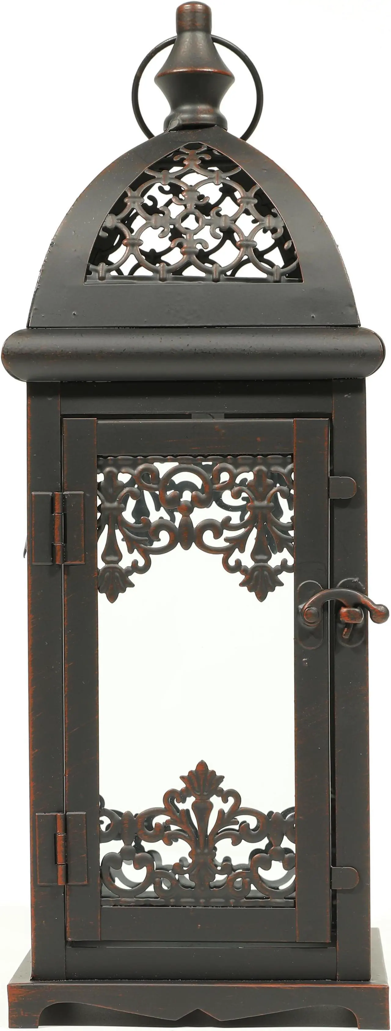 Alt view image 5 of 6 - JHY DESIGN Decorative Candle Lantern 15''High Metal Candle Lanterns Vintage Style Hanging Lantern for Indoor Outdoor Events Parities Weddings(Black with Red Brush)