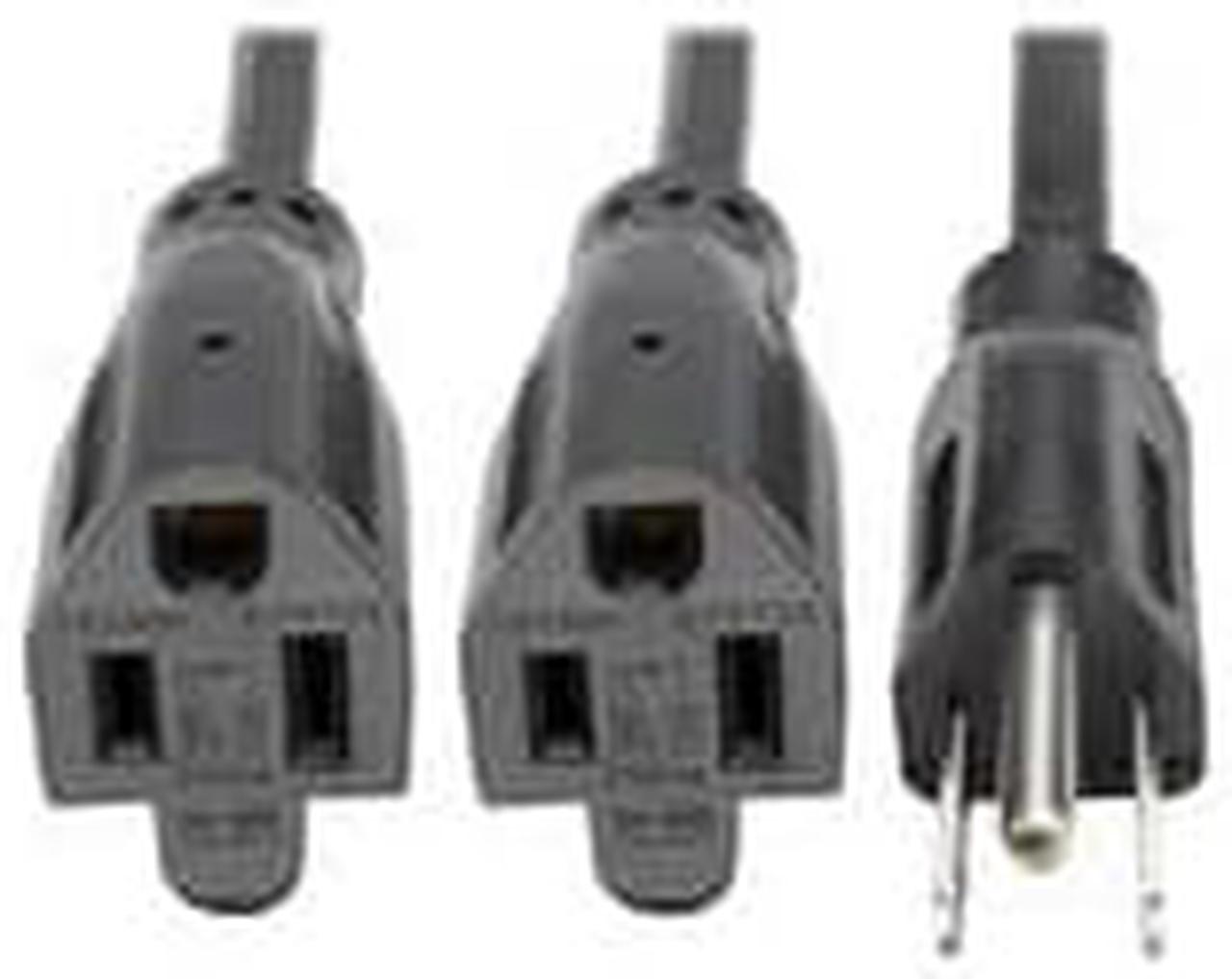 Alt view image 8 of 9 - Tripp Lite 19In Power Cord Extension Y Splitter Cable 5-15P To 5-15R 13A 16Awg 18"