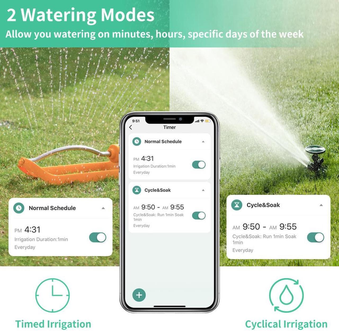 Alt view image 3 of 6 - Geevon Sprinkler Lawn Sprinkler Controller Irrigation System Valve Timer Wireless Water Timer Smart Garden Hose Faucet Timer