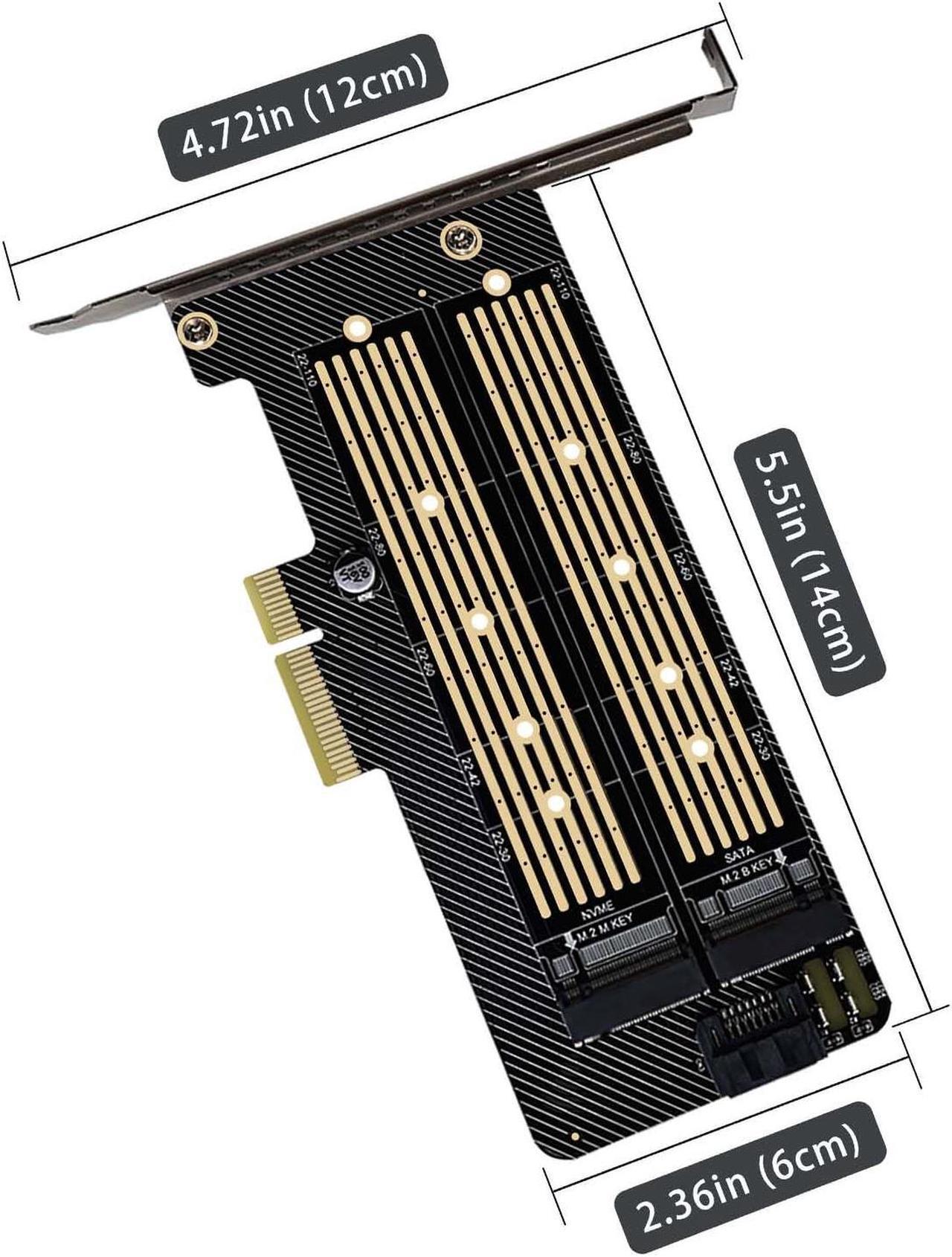 Alt view image 5 of 7 - Bailink Dual M.2 PCIE Adapter, M.2 SSD NVME (M Key) & SATA (B Key) Adapter with SATA cable for One M.2 NVMe and One SATA SSD 22110/2280/2260/2242/2230 to PCI-e x4 Host Controller Expansion Card