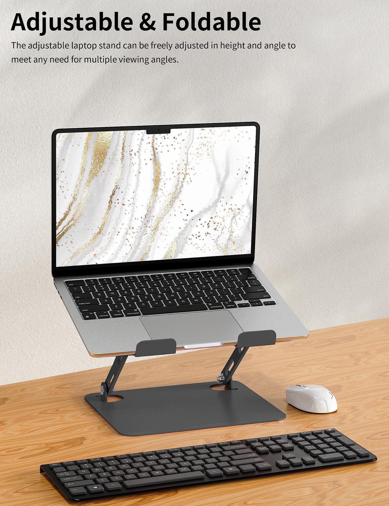 Alt view image 2 of 7 - Bailink Laptop Stand for Desk, Portable Adjustable Laptop Riser, Ergonomic Design Computer Holder, Metal Laptop Mount Elevator Compatible with 10 to 15.6 Inches PC Computer, Black