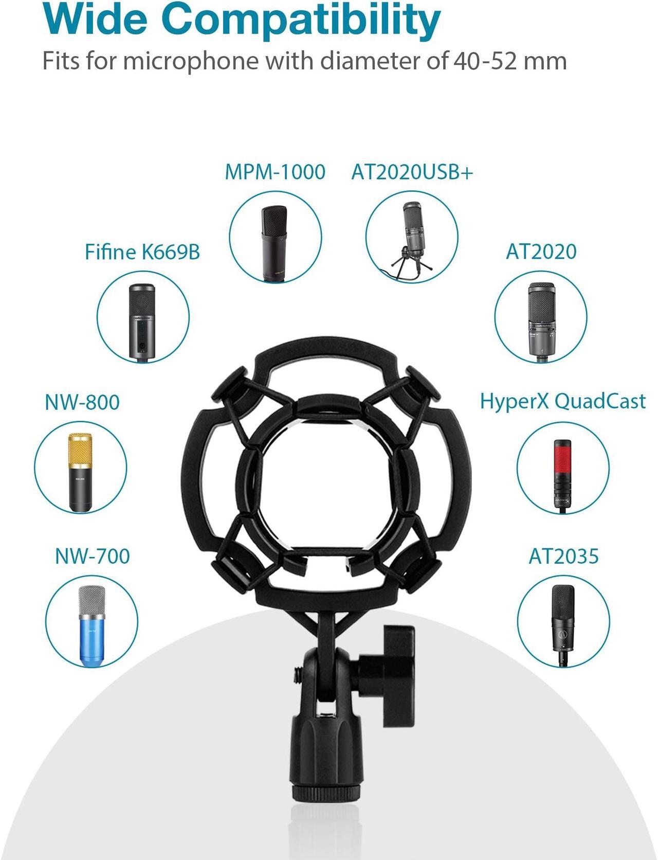 Alt view image 6 of 7 - Microphone Stand, Mic Arm Microphone Stand Boom Suspension Scissor Stand for Blue Yeti HyperX QuadCast S SoloCast Snowball Fifine K669B and other Mic, Shock Mount Windscreen Pop Filter Mic Clip Holder