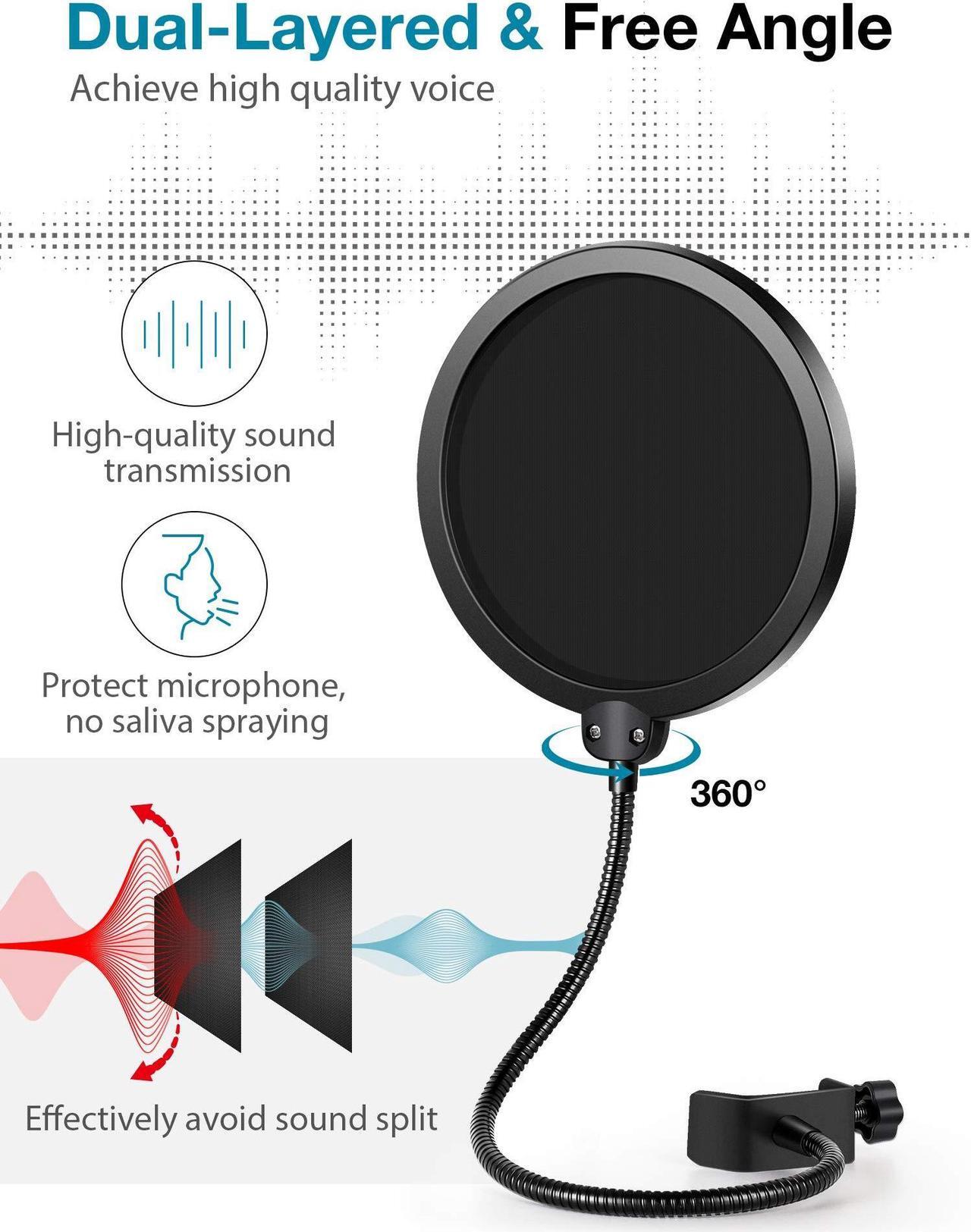 Alt view image 3 of 7 - Microphone Stand, Mic Arm Microphone Stand Boom Suspension Scissor Stand for Blue Yeti HyperX QuadCast S SoloCast Snowball Fifine K669B and other Mic, Shock Mount Windscreen Pop Filter Mic Clip Holder