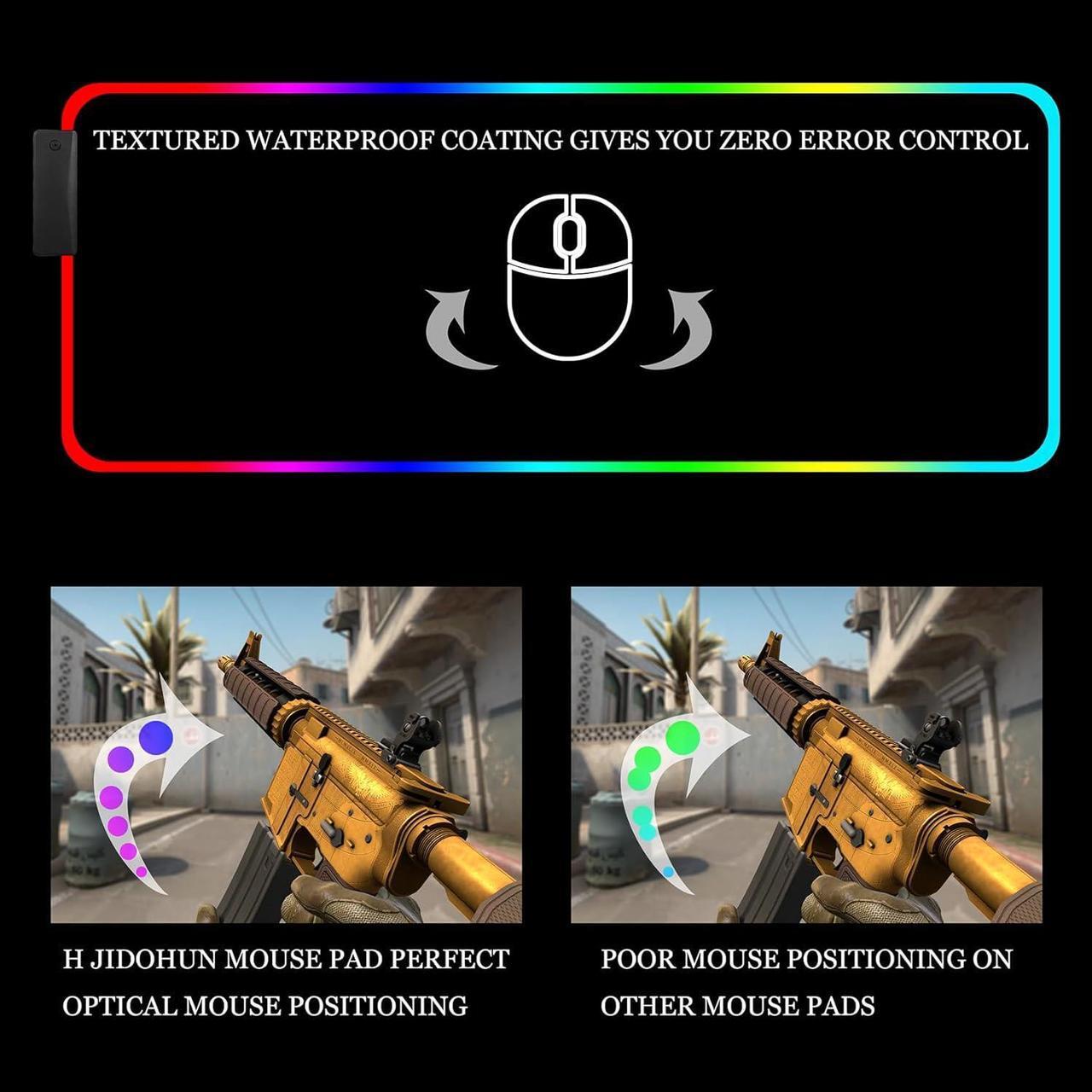 Alt view image 5 of 7 - Bailink Gaming Mouse Pad RGB Mouse Pad with 4 Port USB Ports and 14 Lighting Modes Large Non-Slip Rubber Base Waterproof Mouse Pad for Games, MacBook, PC, Laptop, 31.5x11.8x0.16 inch,Black