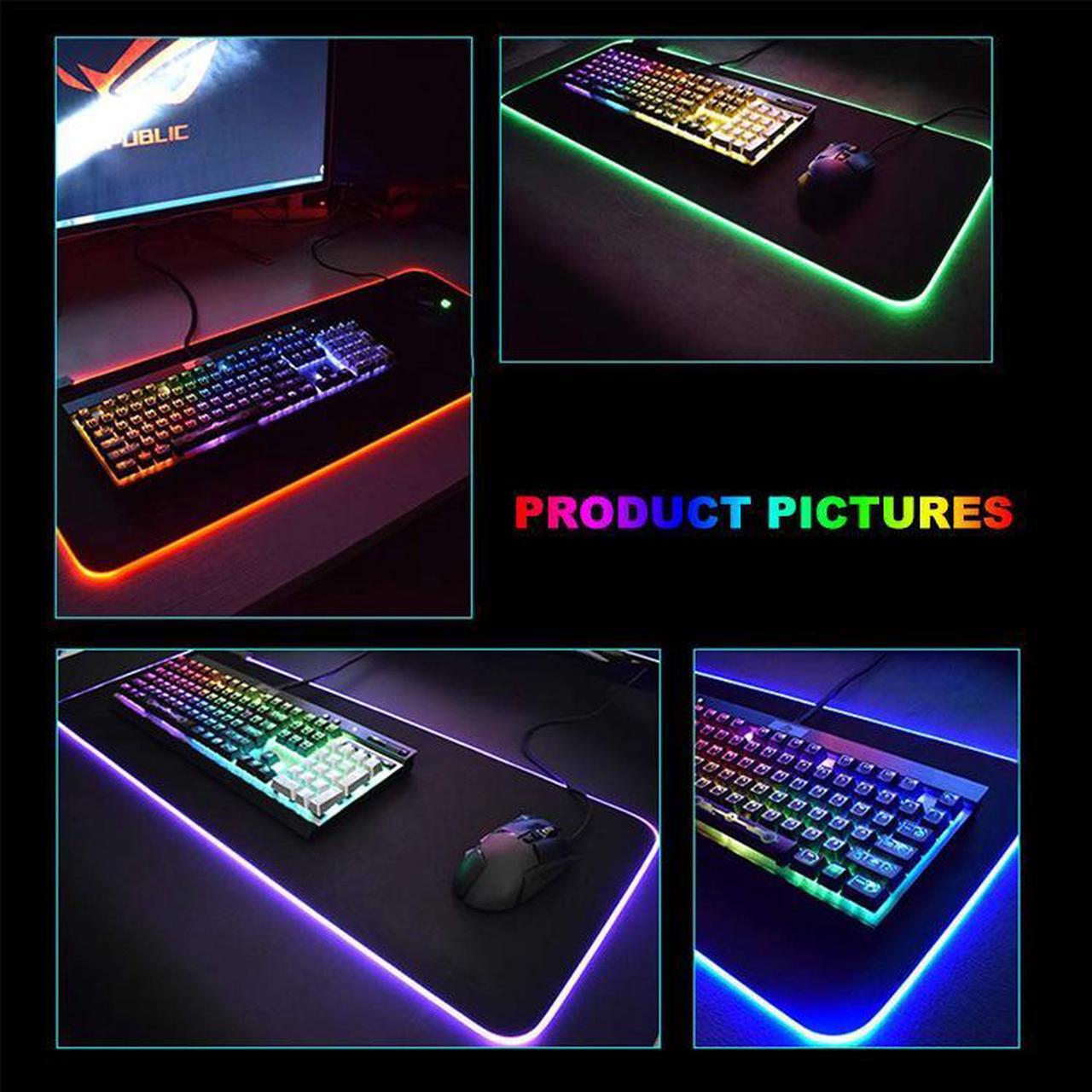 Alt view image 7 of 7 - Bailink Gaming Mouse Pad RGB Mouse Pad with 4 Port USB Ports and 14 Lighting Modes Large Non-Slip Rubber Base Waterproof Mouse Pad for Games, MacBook, PC, Laptop, 31.5x11.8x0.16 inch,Black