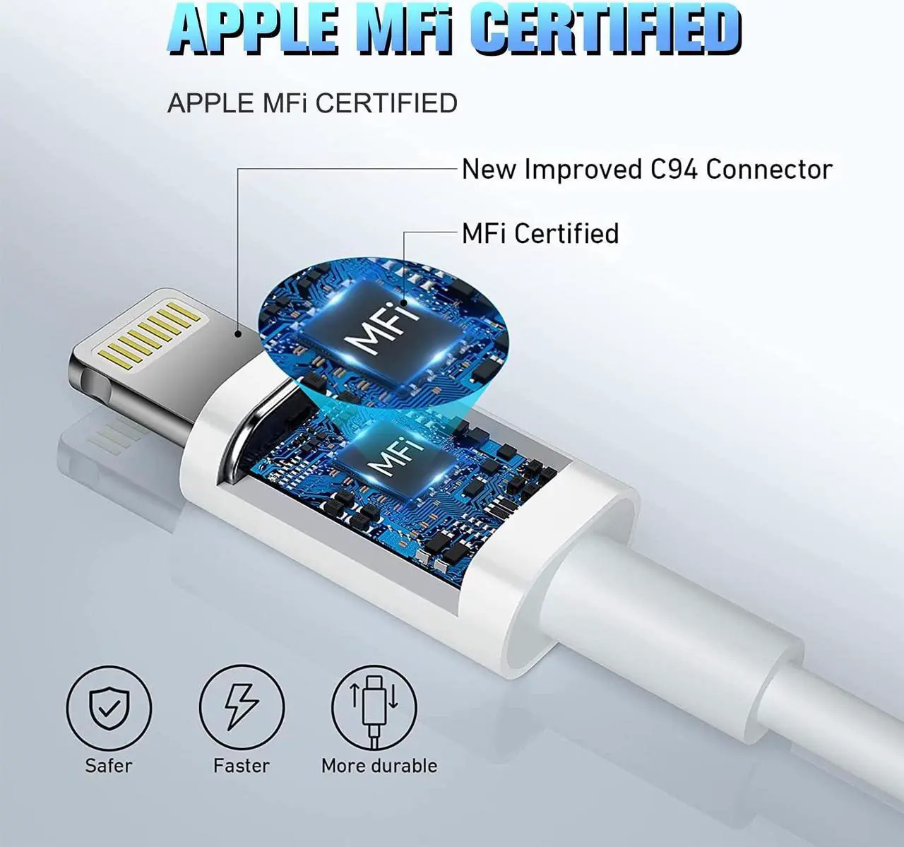 Alt view image 2 of 7 - iPhone Charger, [Apple MFi Certified] 2 PACK 6.6FT USB to Lightning Cable Power Fast Charging Cord Compatible with iPhone 14/13/12/11 Pro Max/XS MAX/XR/XS/X/8/7/Plus/6S/6/SE/5S/iPad